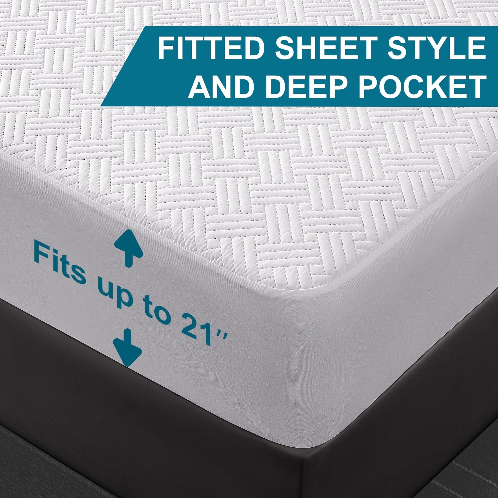 GOPOONY Waterproof Mattress Protector Queen Size – Breathable, Queen, White