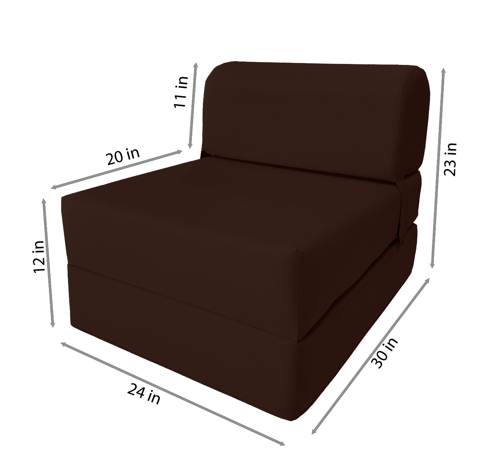 Brown 6x24x70 Sleeper Chair Folding Foam Bed, Foam Density 1.8 lbs Sofa Beds