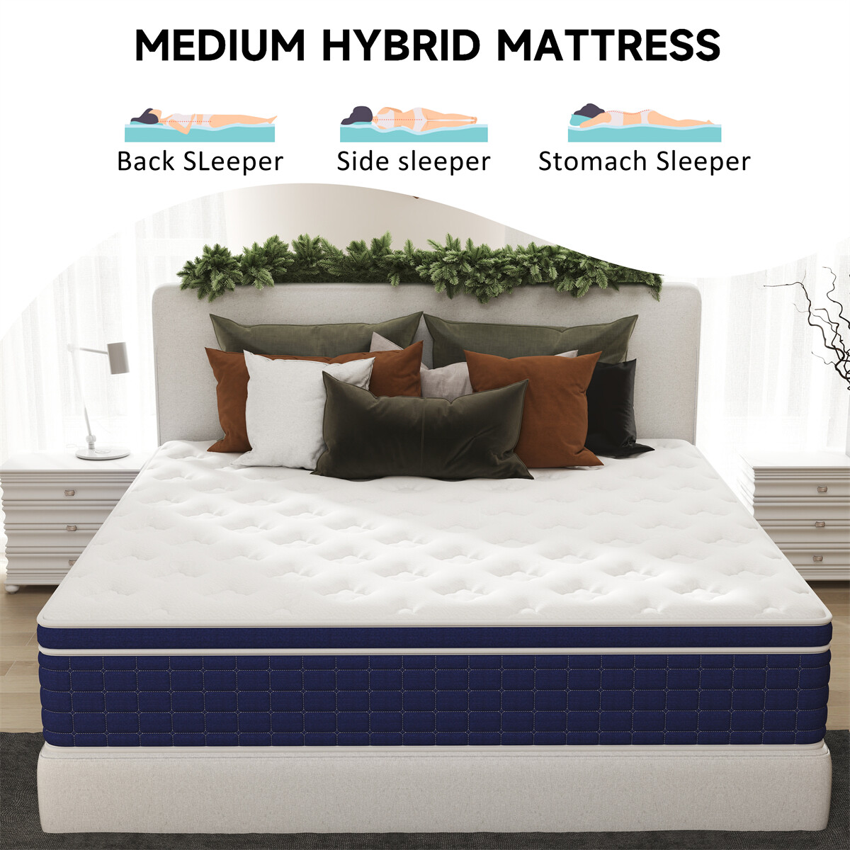 12″ 14″ Twin Full Queen King Size Mattress Hybrid Innerspring Foam Bed in a Box
