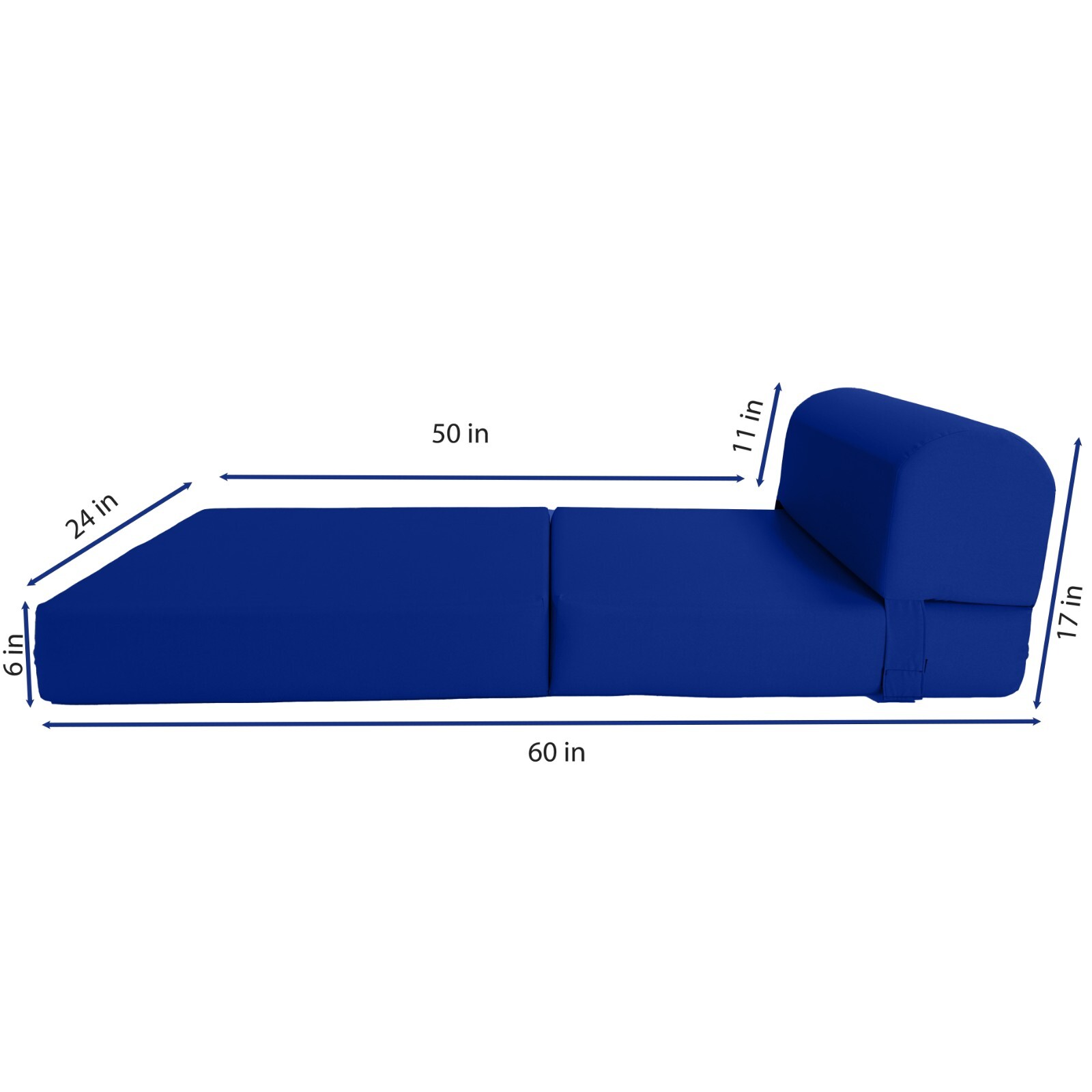 Royal Blue 6 x 24 x 70 Sleeper Chair Folding Foam Bed, Studio Sofa Beds, Couches