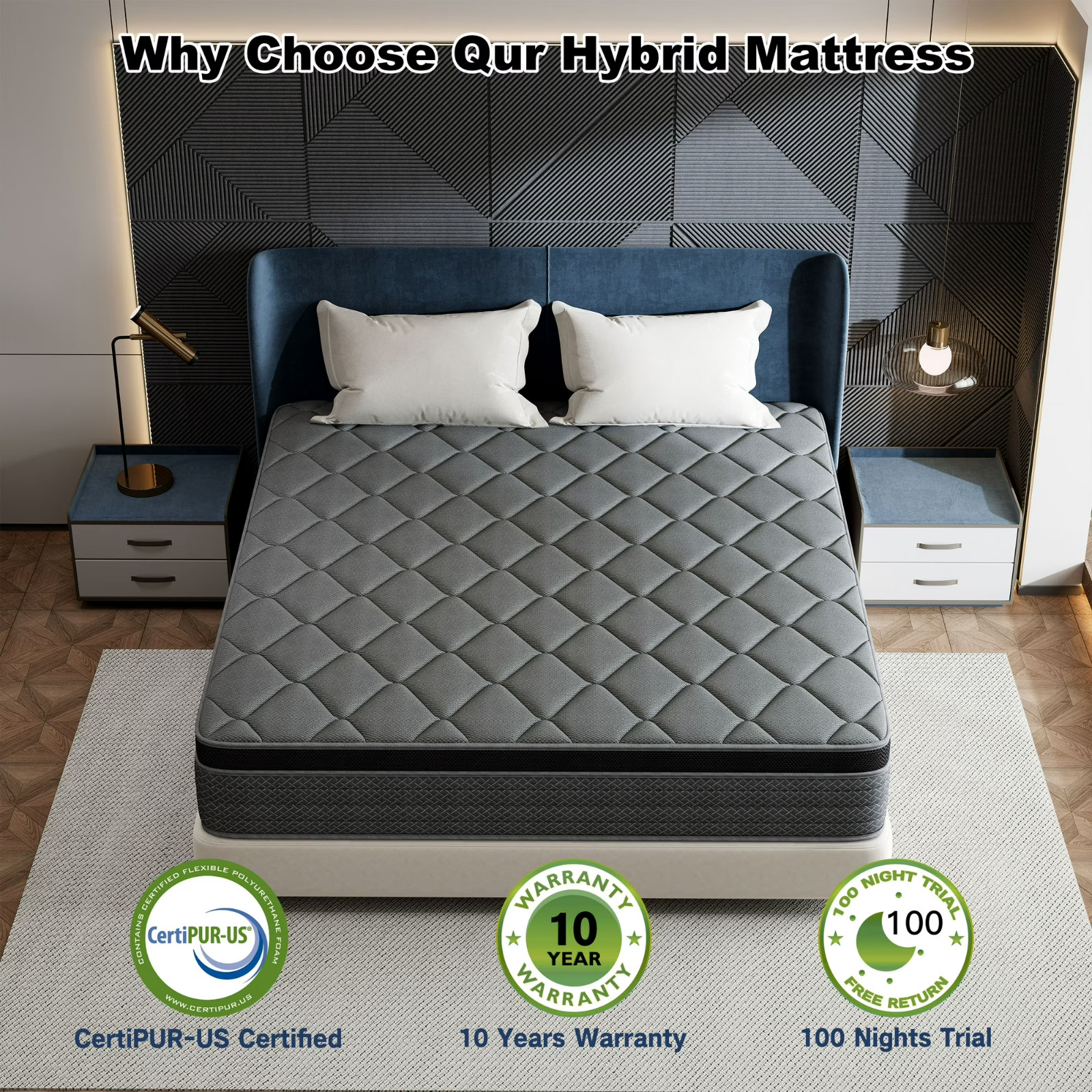 12″ Mattress In a Box Hybrid Pocket Foam Queen Mattress Memory Foam Best Sleep
