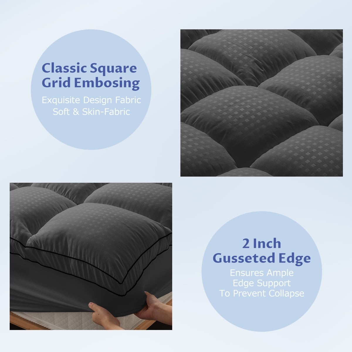 JUSTLET JUSTLETFGLGF 2″ Extra Thick Full Mattress Topper with 8-21 Inch Deep