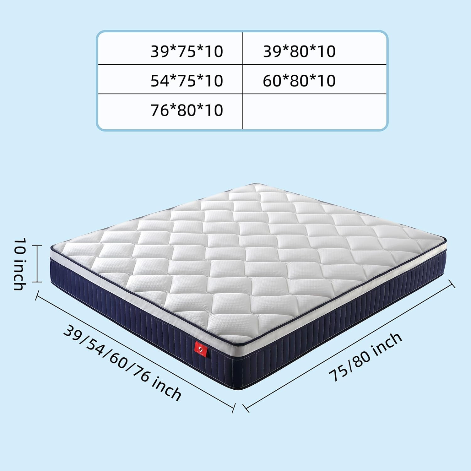 10Inch Memory Foam Mattress,Queen Size Medium Firm Hybrid Mattress,Fiberglass Fr