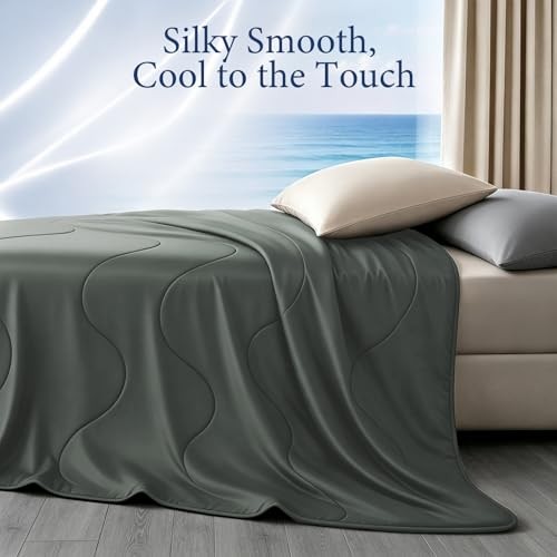 Dark Gray Soft Cooling Comforter – Full/Queen – 90″x90″ – Dark Gray