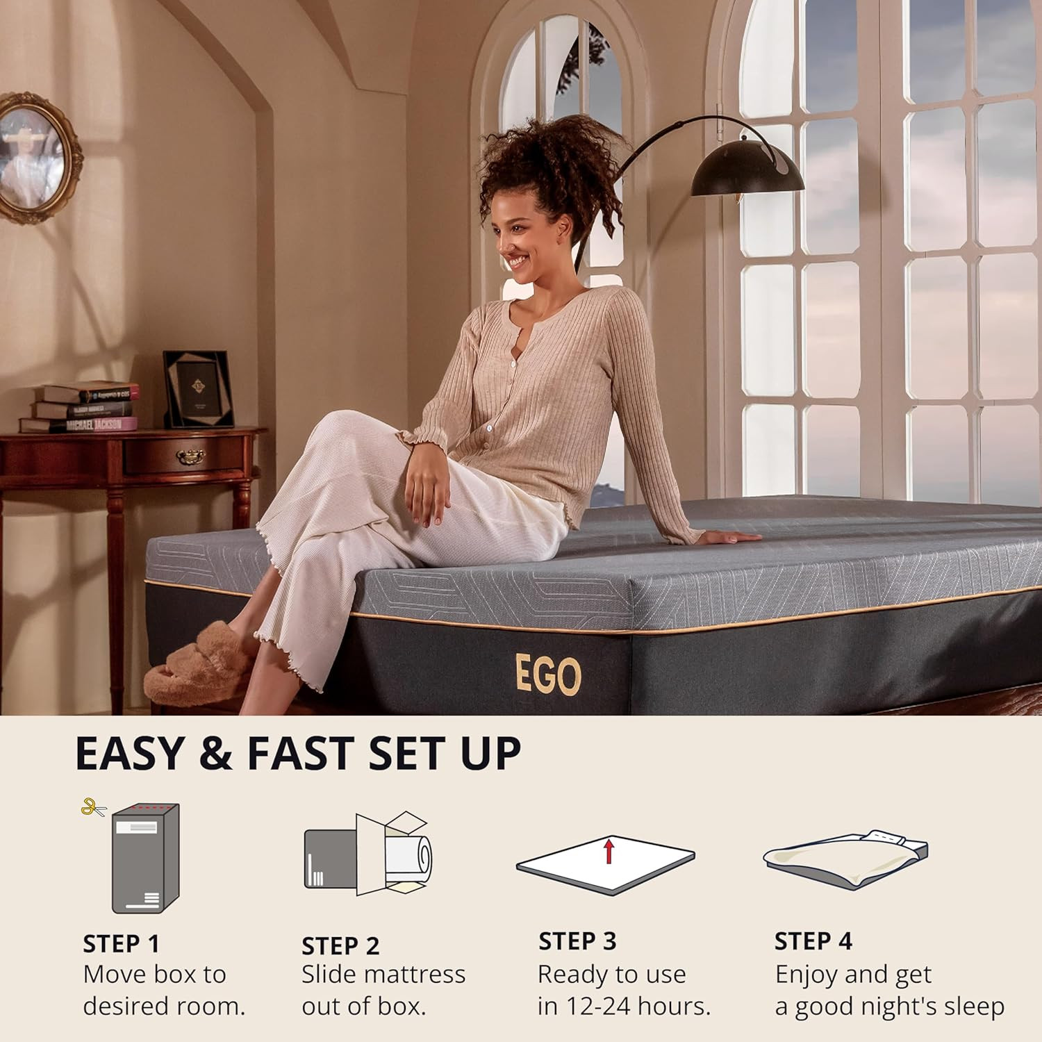 EGOHOME 12″ Cooling Copper Gel Memory Foam Mattress for Back Pain Relief