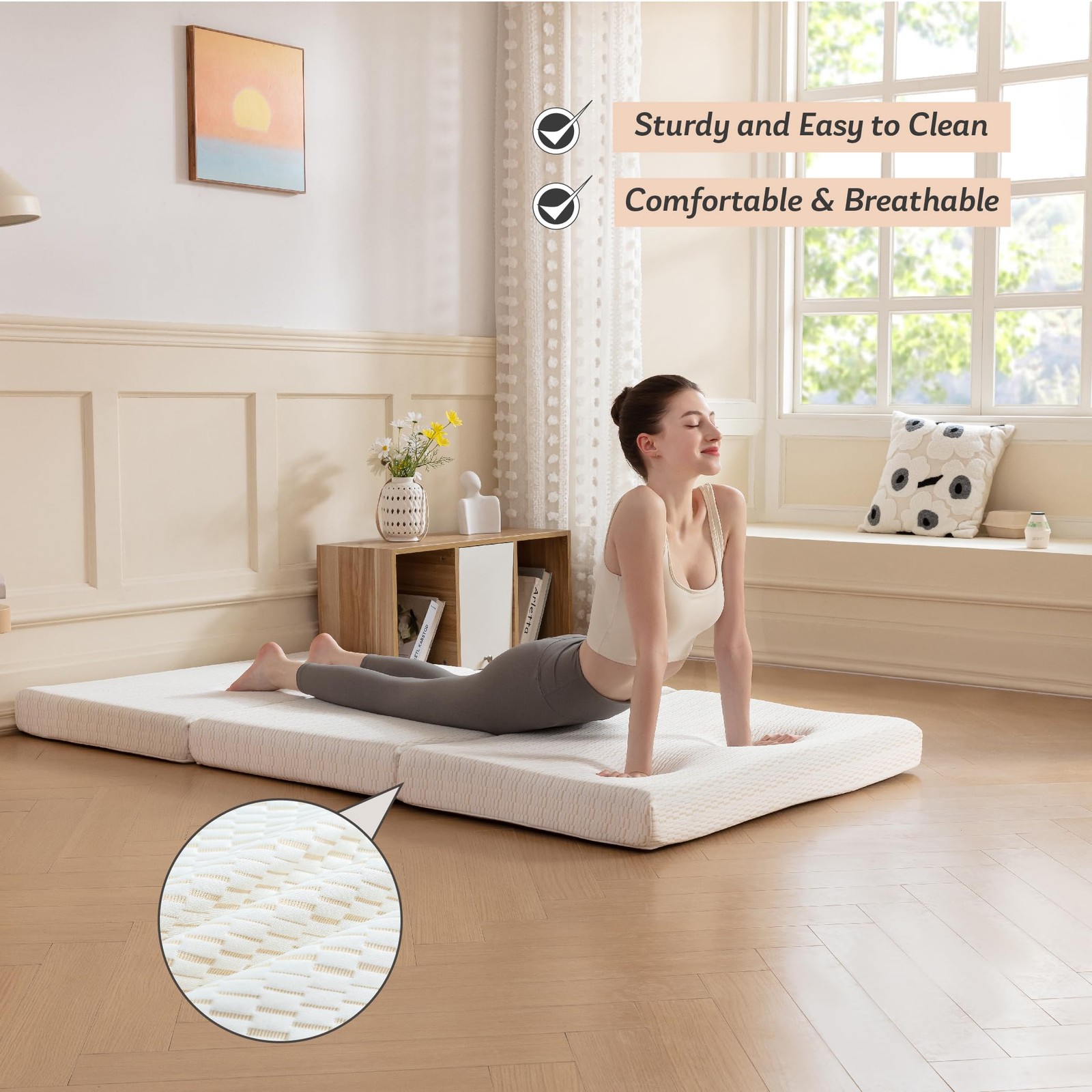 MLILY 3″ Single Tri-fold Memory Foam Mattress Portable Guest Bed Camping Mat