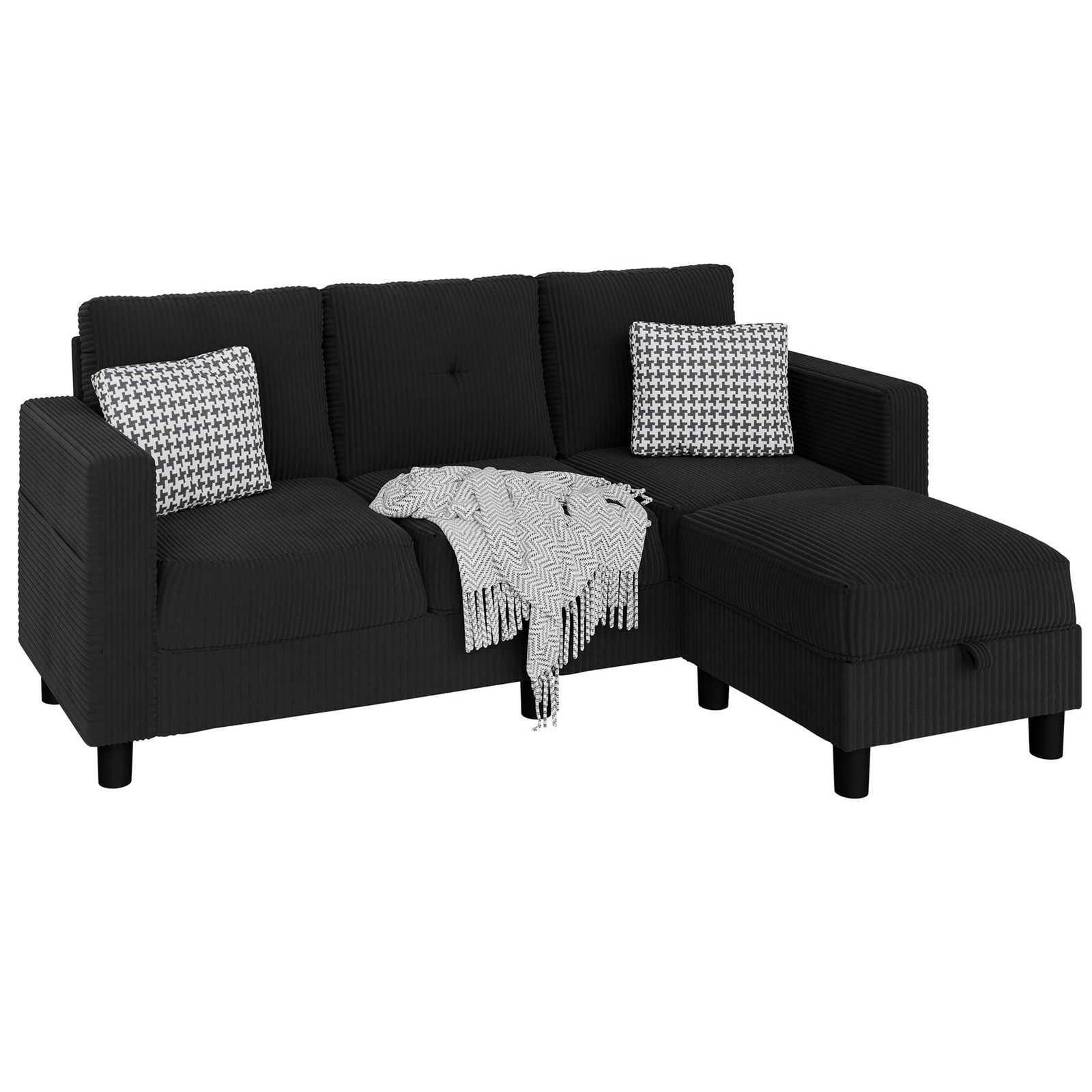 JAMFLY Convertible 76.4 inches (W) x 49.6 (L) x 24 (H), Black
