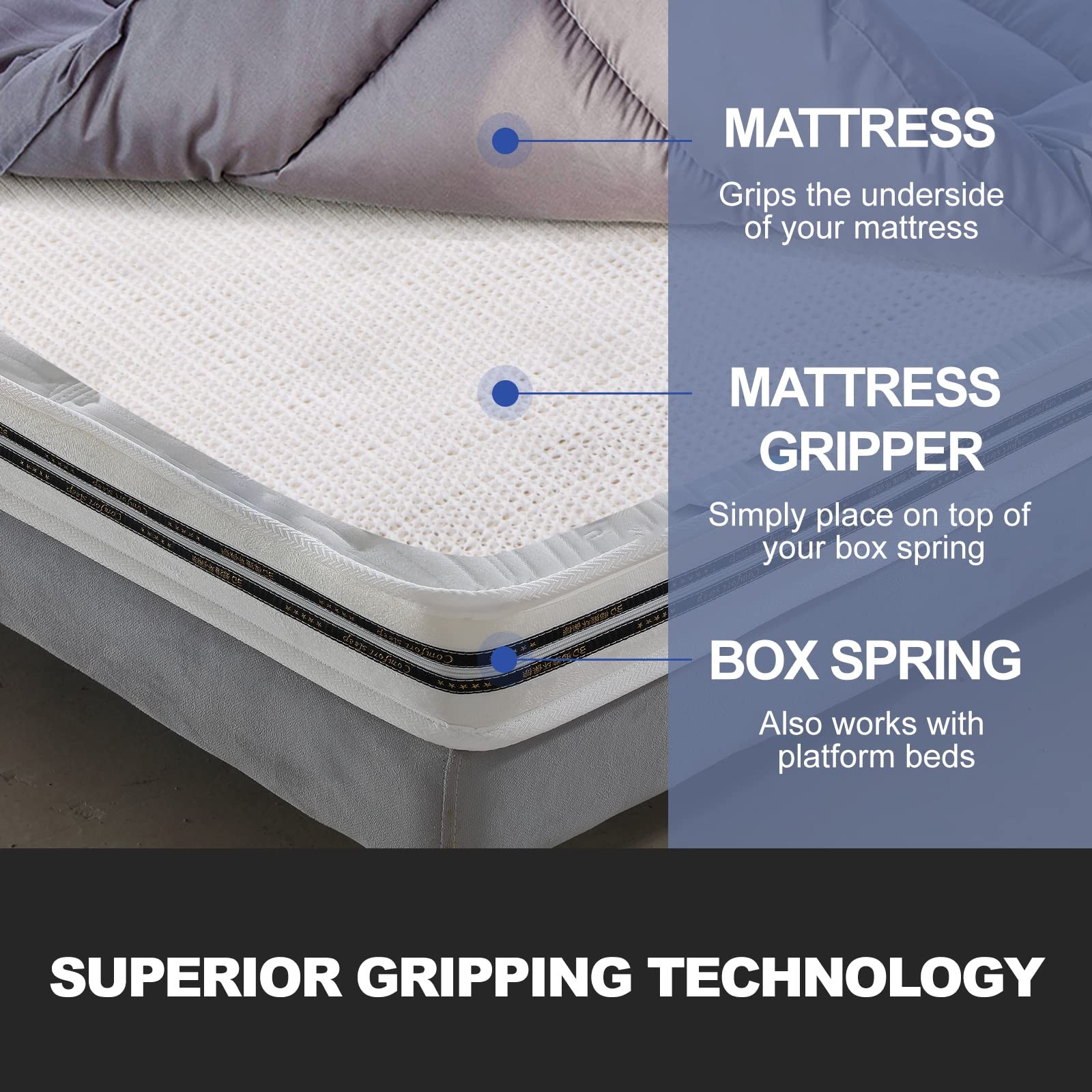 Mattress Slide Stopper and Gripper, Slip Grip Pads, Mattress Nonslip Pads Kee…