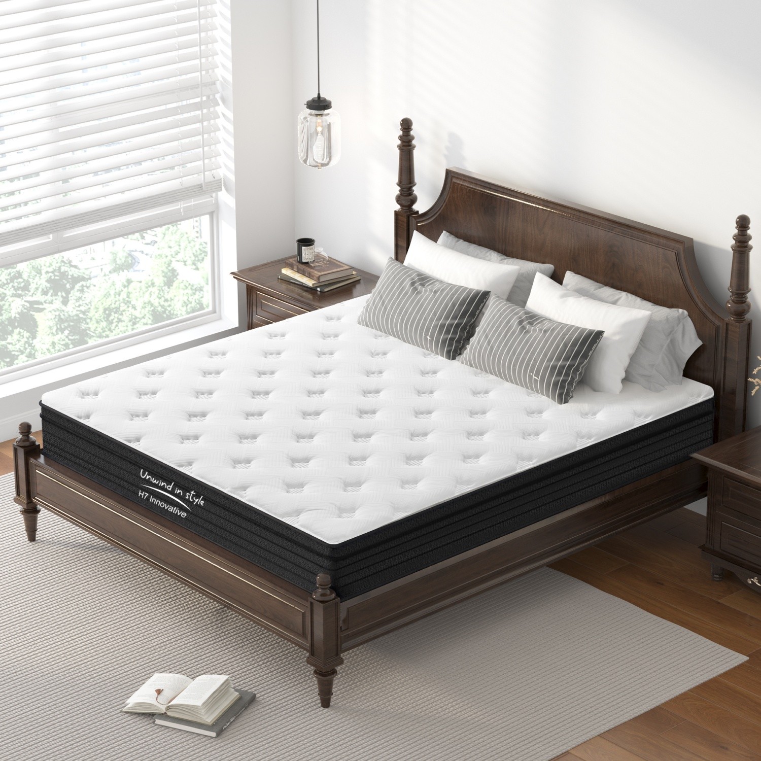12in Queen Hybrid Medium Firm Mattress w/ Pocket Springs Memory Foam CertiPUR-US