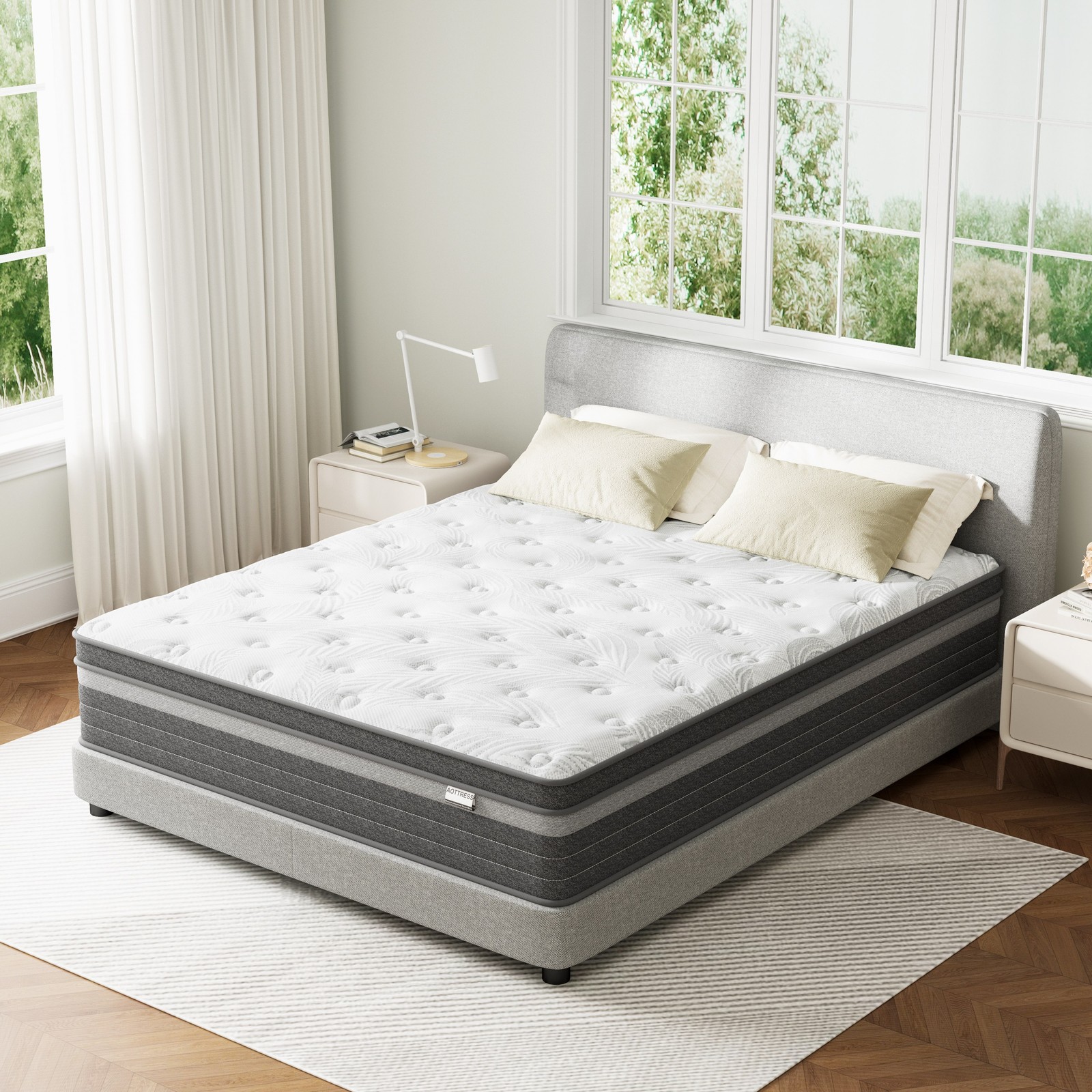 12″ 14″ Breathable Hybrid Memory Foam Pocket Spring Mattress, 7-Layer Supportive