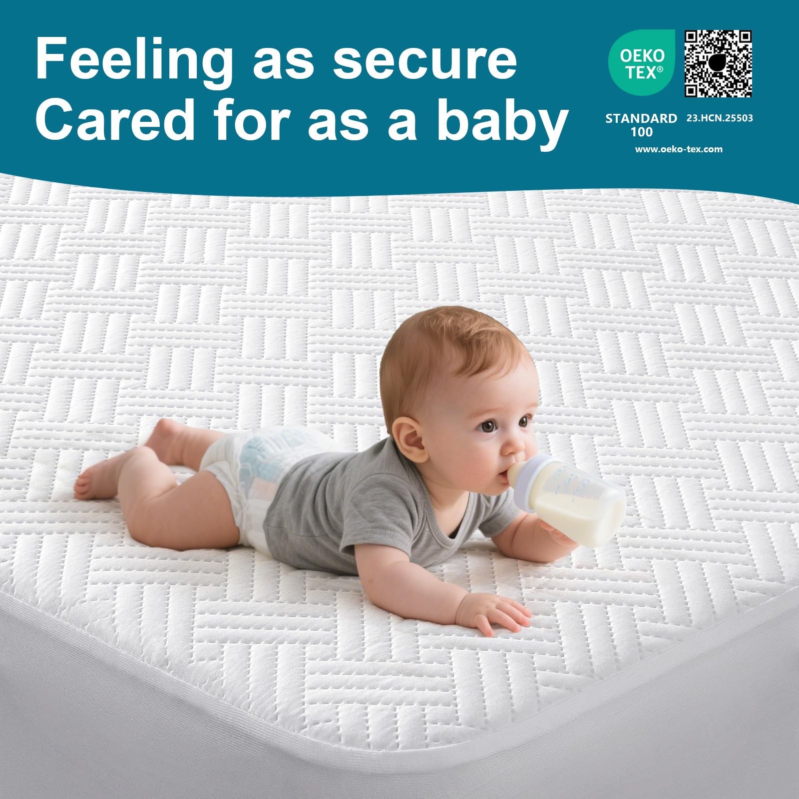 GOPOONY Waterproof Mattress Protector Queen Size – Breathable, Queen, White