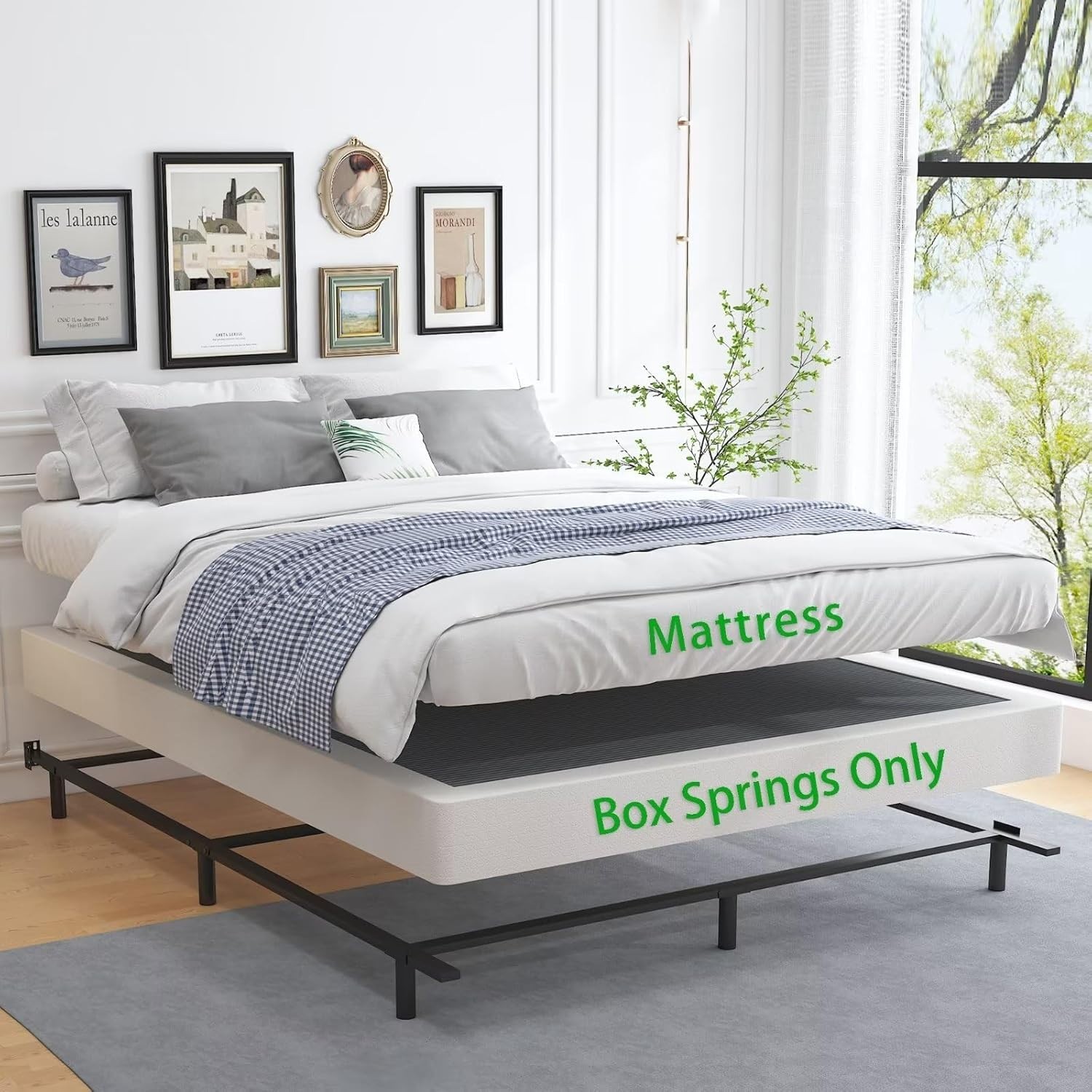 Sturdy 5 Inch Heavy Duty Box Spring, Non-Slip Foundation for Queen Mattresses
