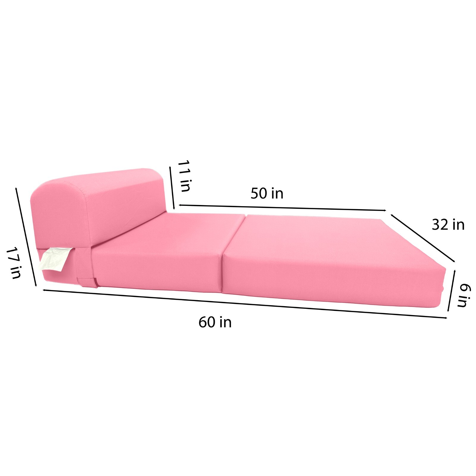 Twin Portable Flip Sleeper Chair Folding Foam Beds, 1.8 Density 6x32x70 Pink