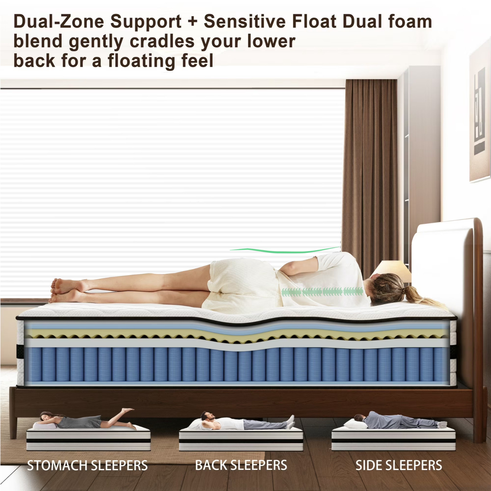 14″ Mattress In a Box Hybrid Pocket Foam Queen Mattress Memory Foam Best Sleep