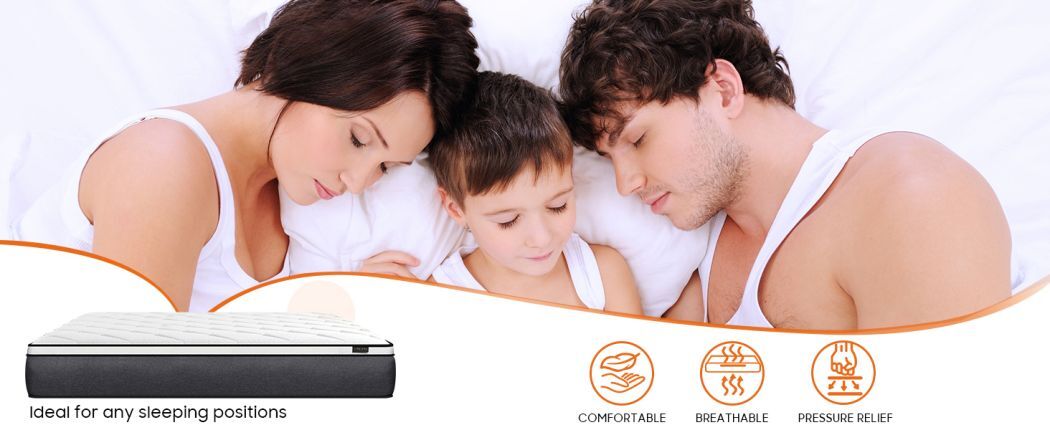 12″/14″ Twin Full Queen King Size Mattress Hybrid Spring Foam White Bed in a Box