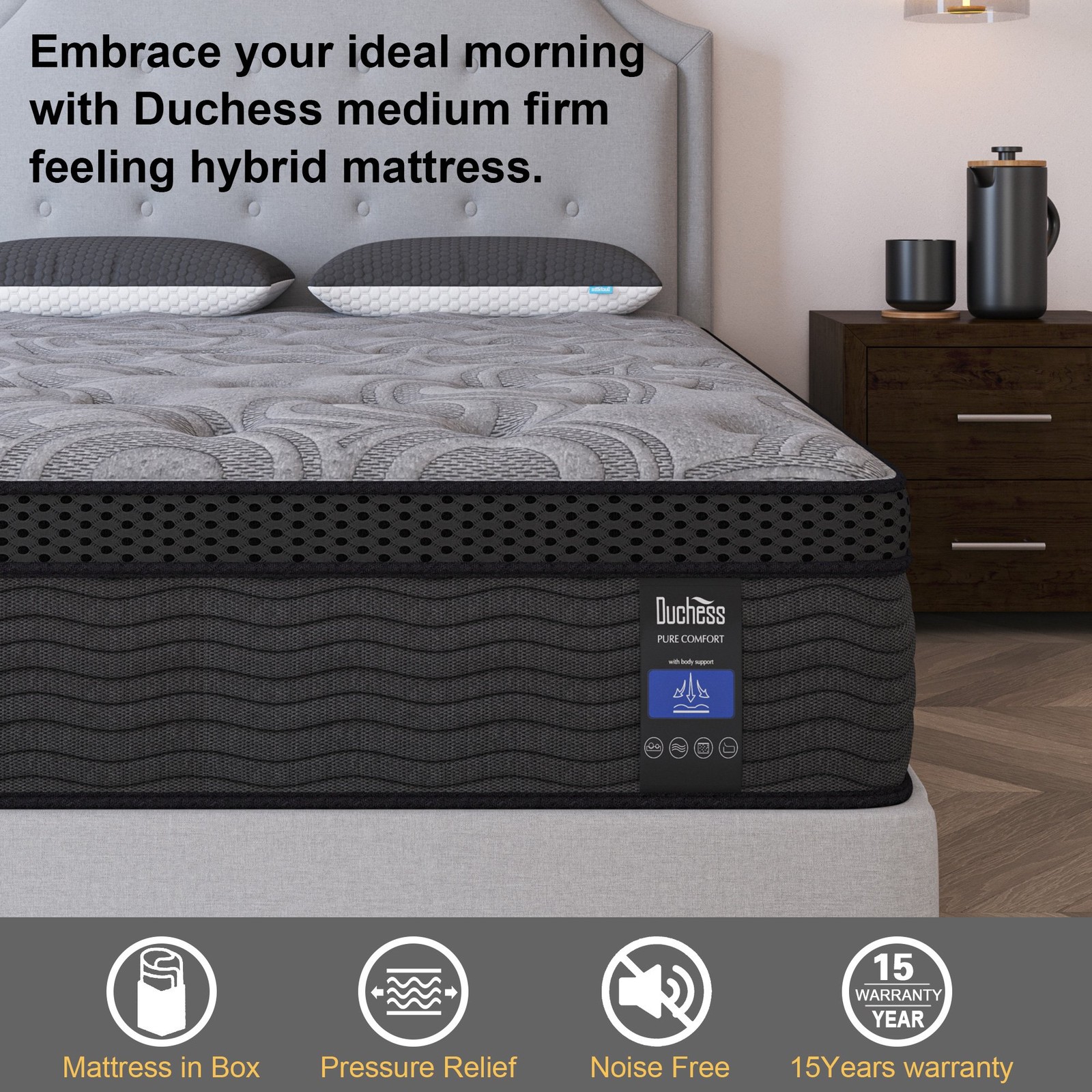 9″ 12″ 14″ Gel Memory Foam Mattress Twin Full Queen King Hybrid Spring In A Box