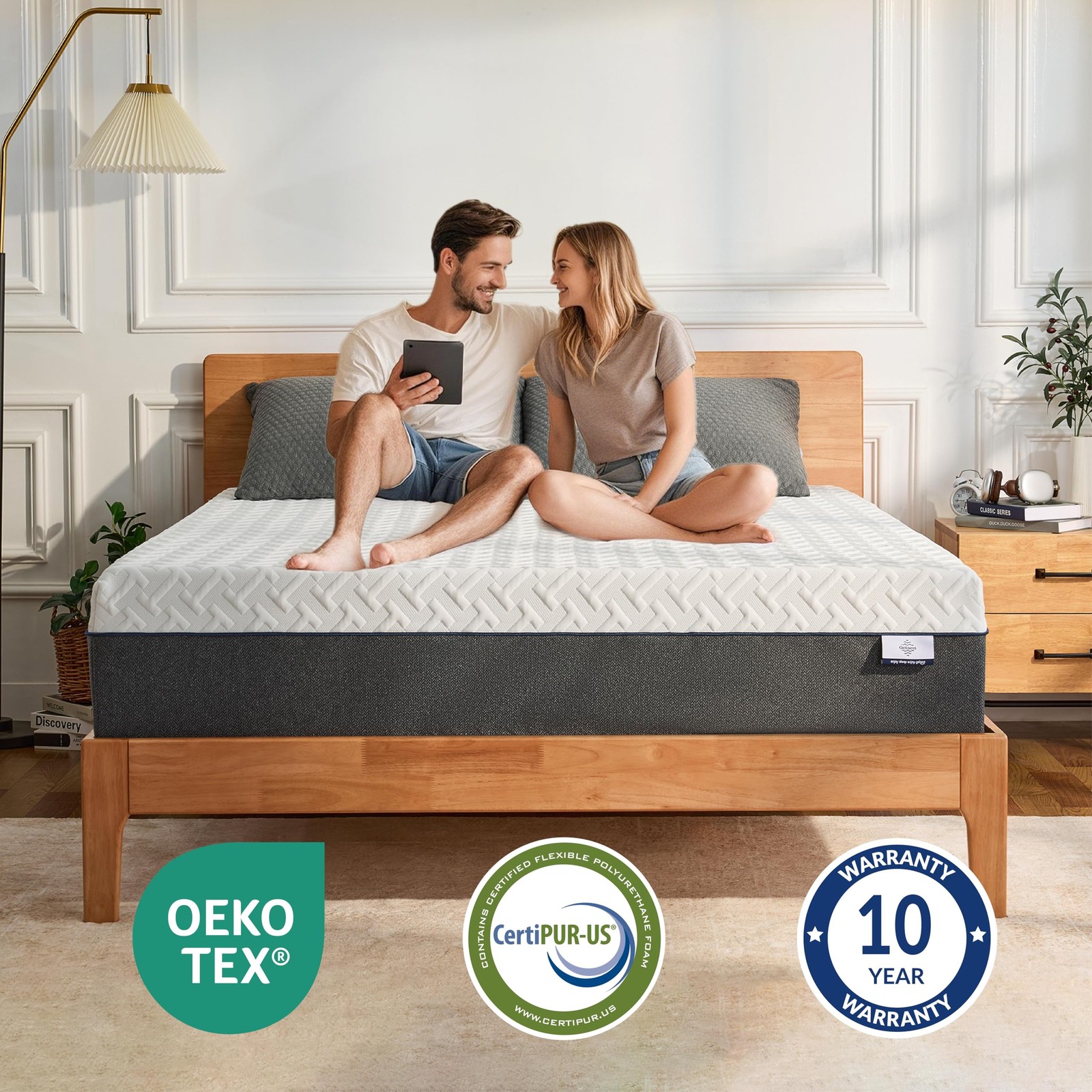 10 Inch Green Tea Memory Foam Mattress, Full Size Mattress in a Box, Gel Infu…