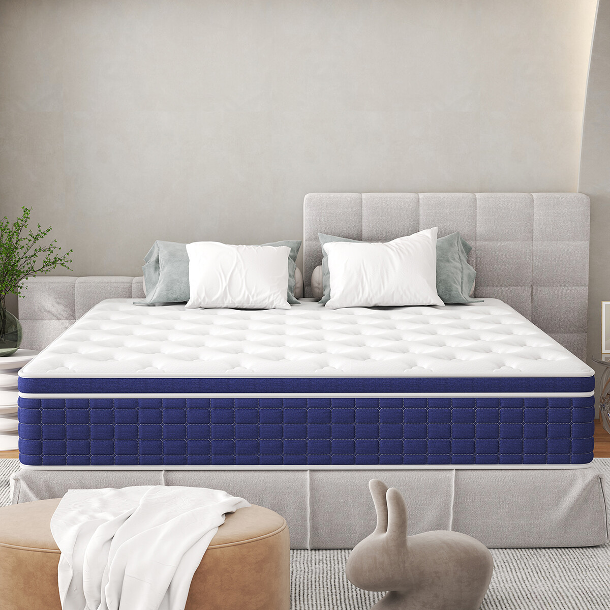 12″ 14″ Gel Memory Foam Mattress Pocket Spring Twin Full Queen King Bed in a Box