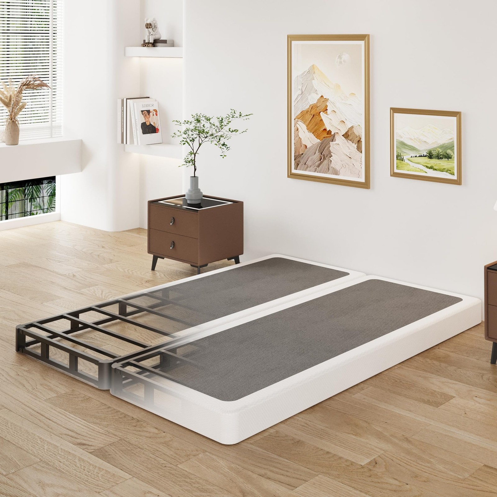 4 Inch Split California King Box Spring, Heavy Duty Metal Cal King Box Spring Ma