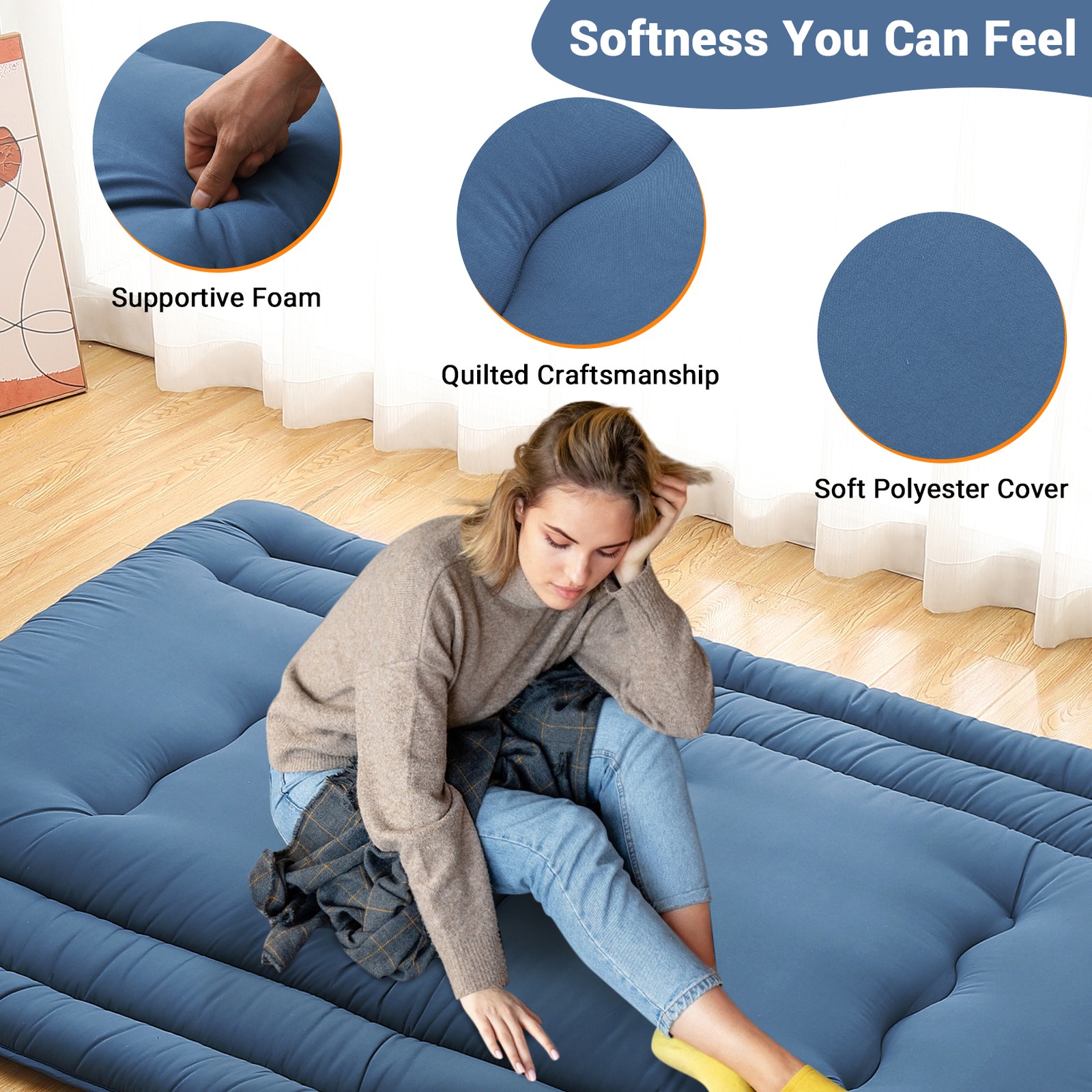 TWIN&FULL Size Japanese Floor Mattress Potable Foldable Sleeping Camping Mat Pad