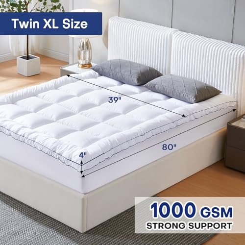 Twin XL Dual Layer 4 Inch Memory Foam Mattress Topper, Twin XL(80″X39″X4″)