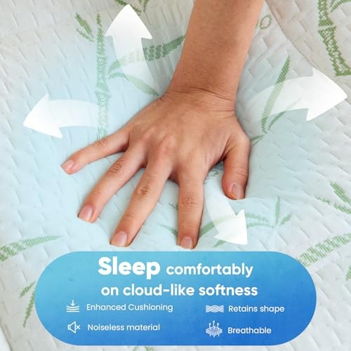 Dual Layer 4 Inch Mattress Topper Memory Foam Mattress Topper Queen Blue White