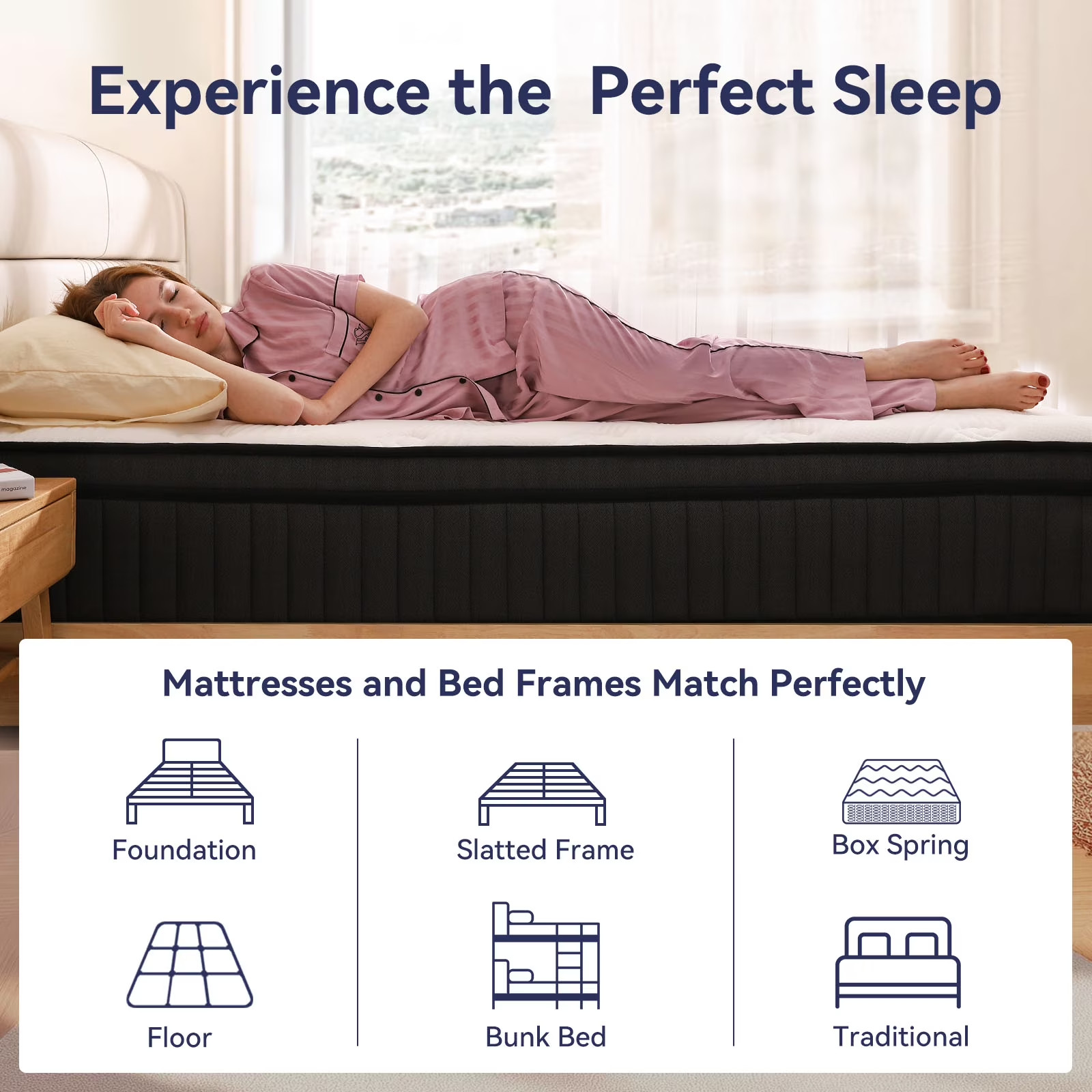12″ Mattress In a Box Memory Foam Best Sleep Hybrid Pocket Foam Queen Mattress