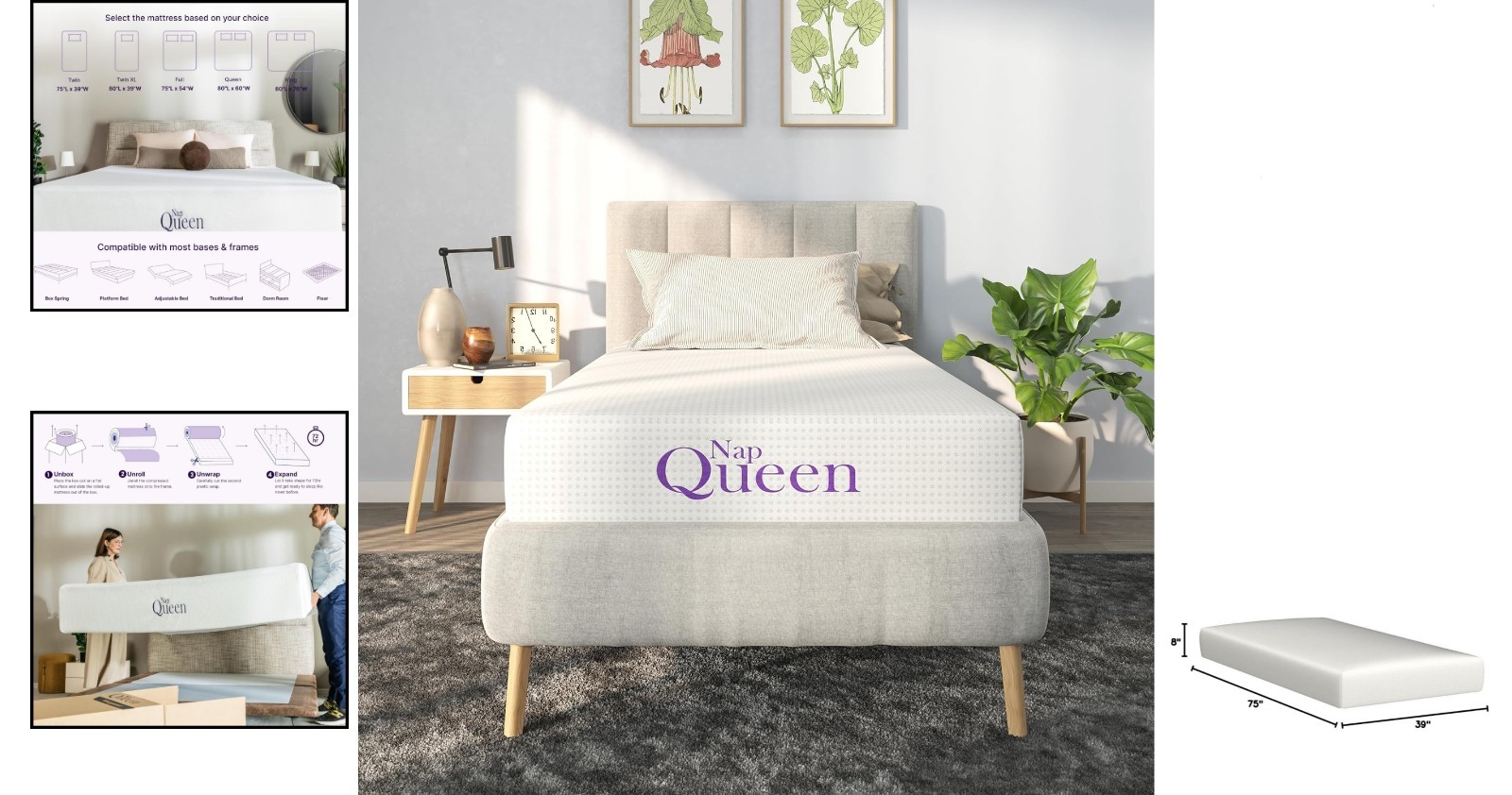 8-Inch Twin Bamboo Charcoal Memory Foam Mattress – Luxurious and Hypoallergenic