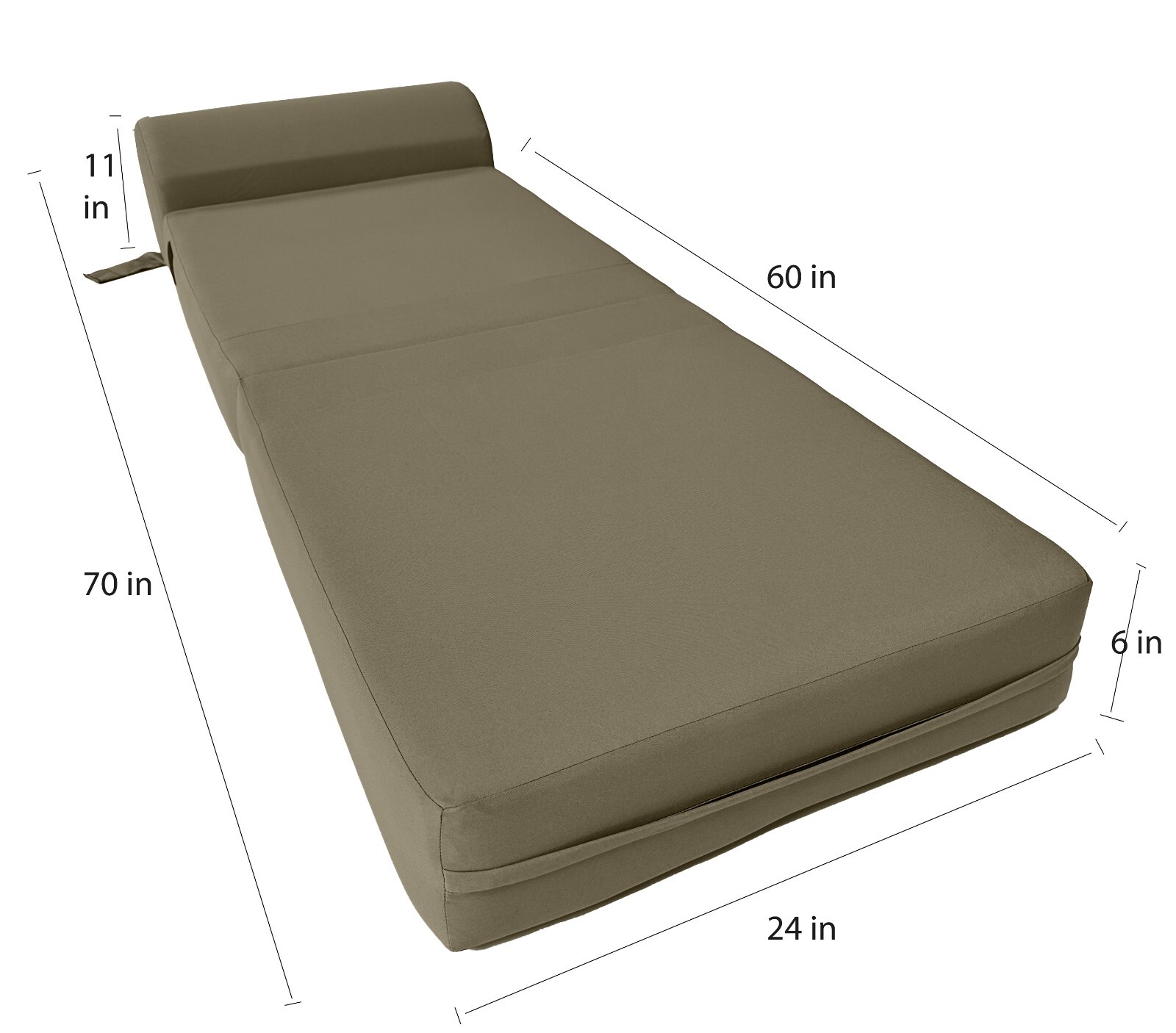Sleeper Chair Folding Foam Beds, Flip Chair Mattresses, Tan 6 x 24 x 70