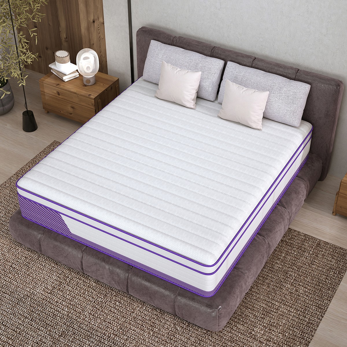 12 Inch King Size Mattress In a Box Gel Memory Foam Hybrid Spring Medium Firm