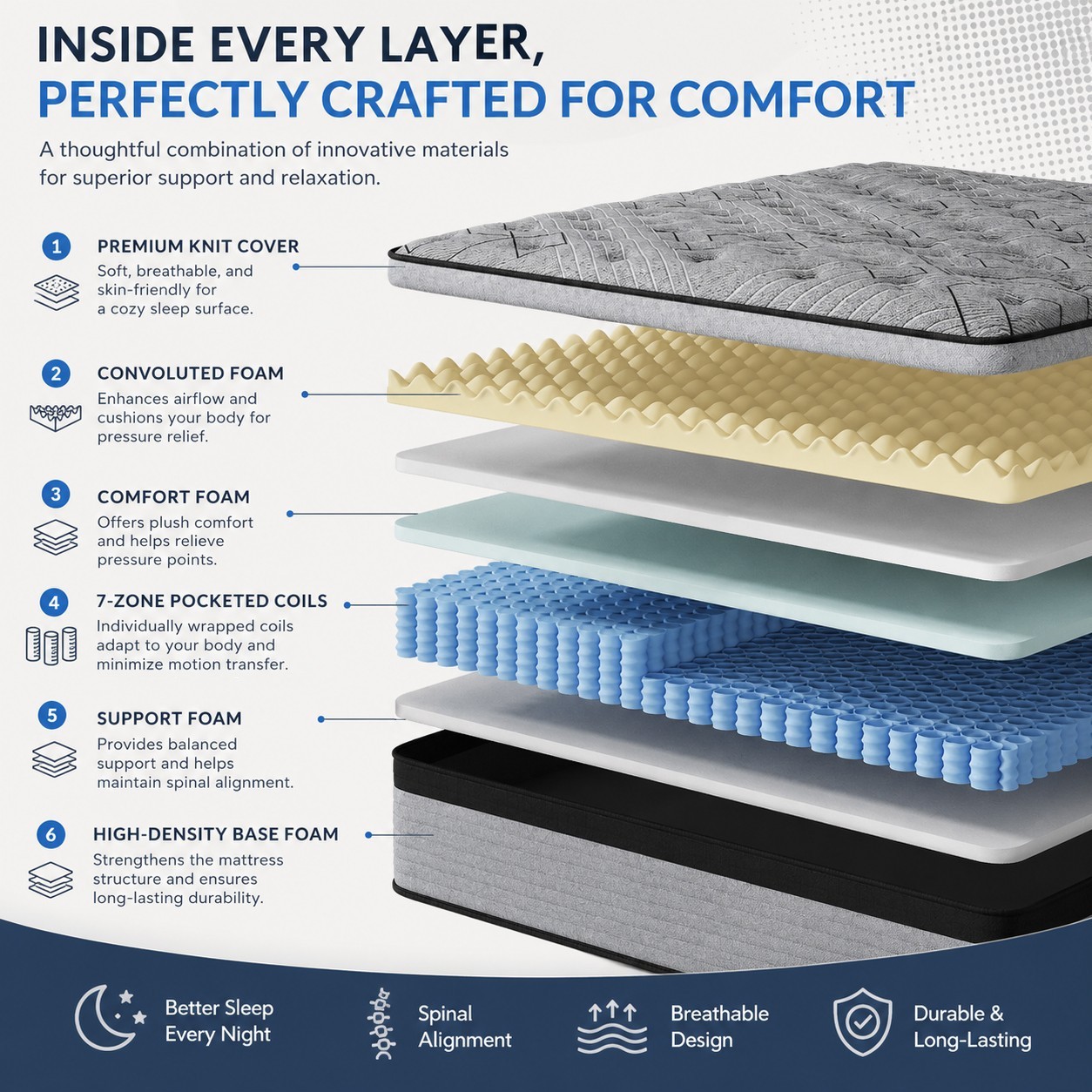 8″10″12″14″ Twin Full Queen King Size Mattress in a Box Hybrid Spring MemoryFoam