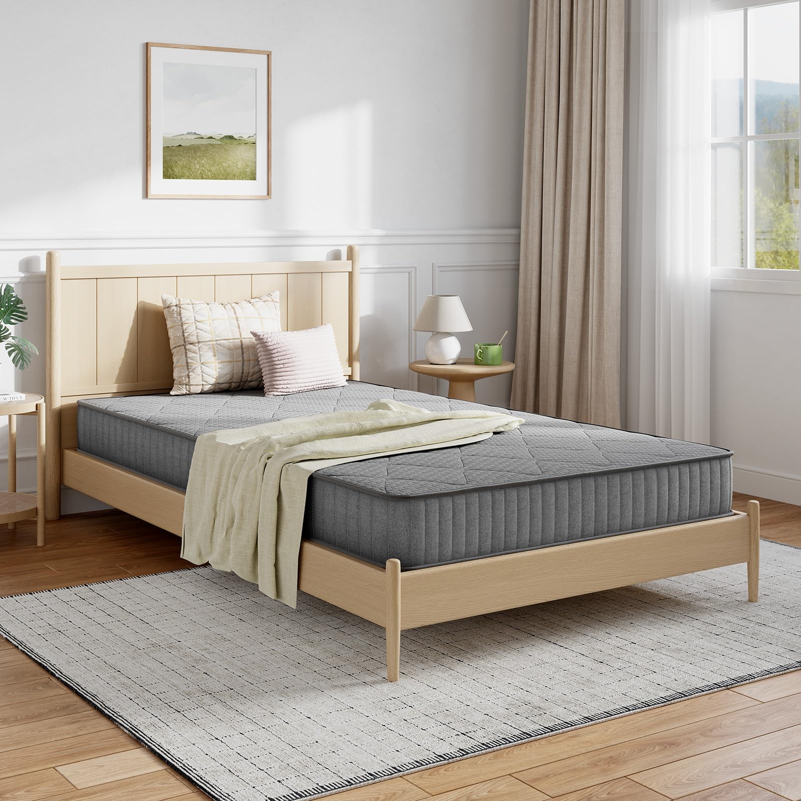 6 Inch Twin Mattress, Hybrid Mattress Twin in a Box with Bonnell Spring & Gel…