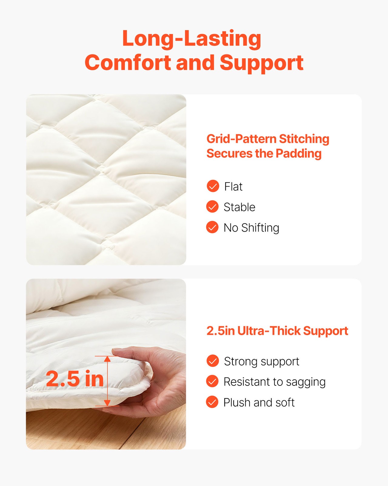 VEVOR Japanese Tatami Mat Twin Foldable Futon Mattress with Storage Bag White
