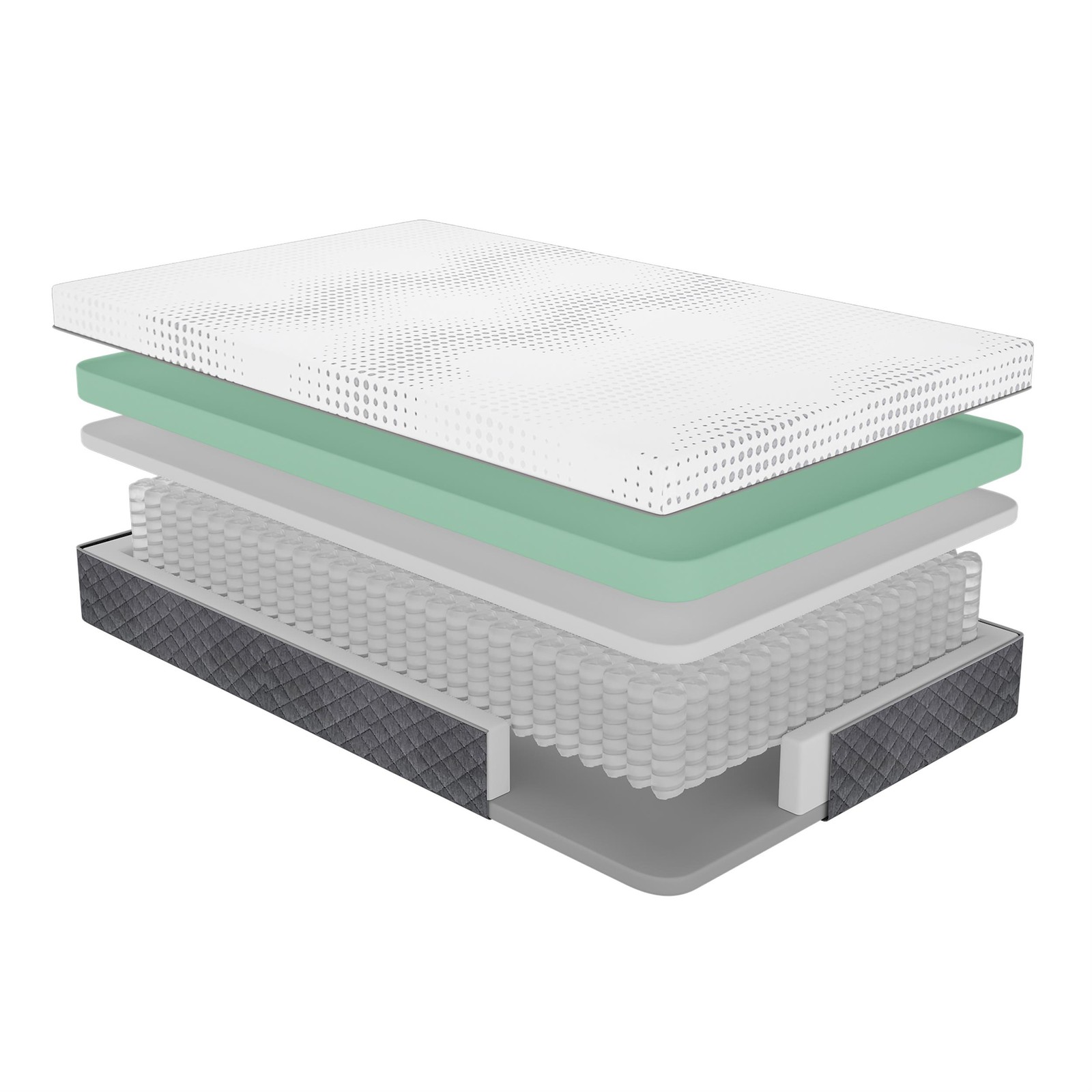 Lexicon Findlay Fabric 12″ Twin Grn Tea Gel-Infused Mry Foam Hybrid Matt (White)