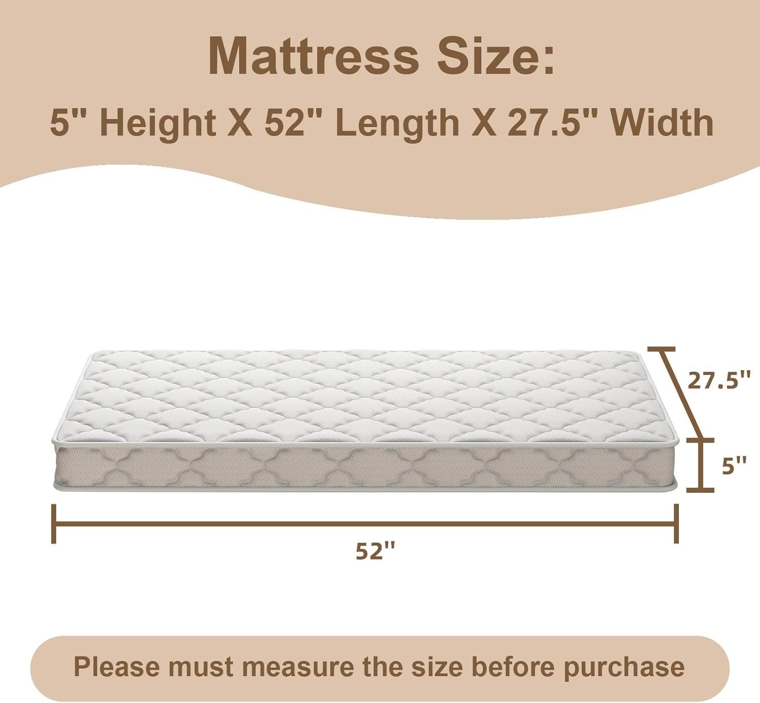 Comfortable 52×27.5 Baby Mattress Set – Durable Foam, Edge Reinforced Design