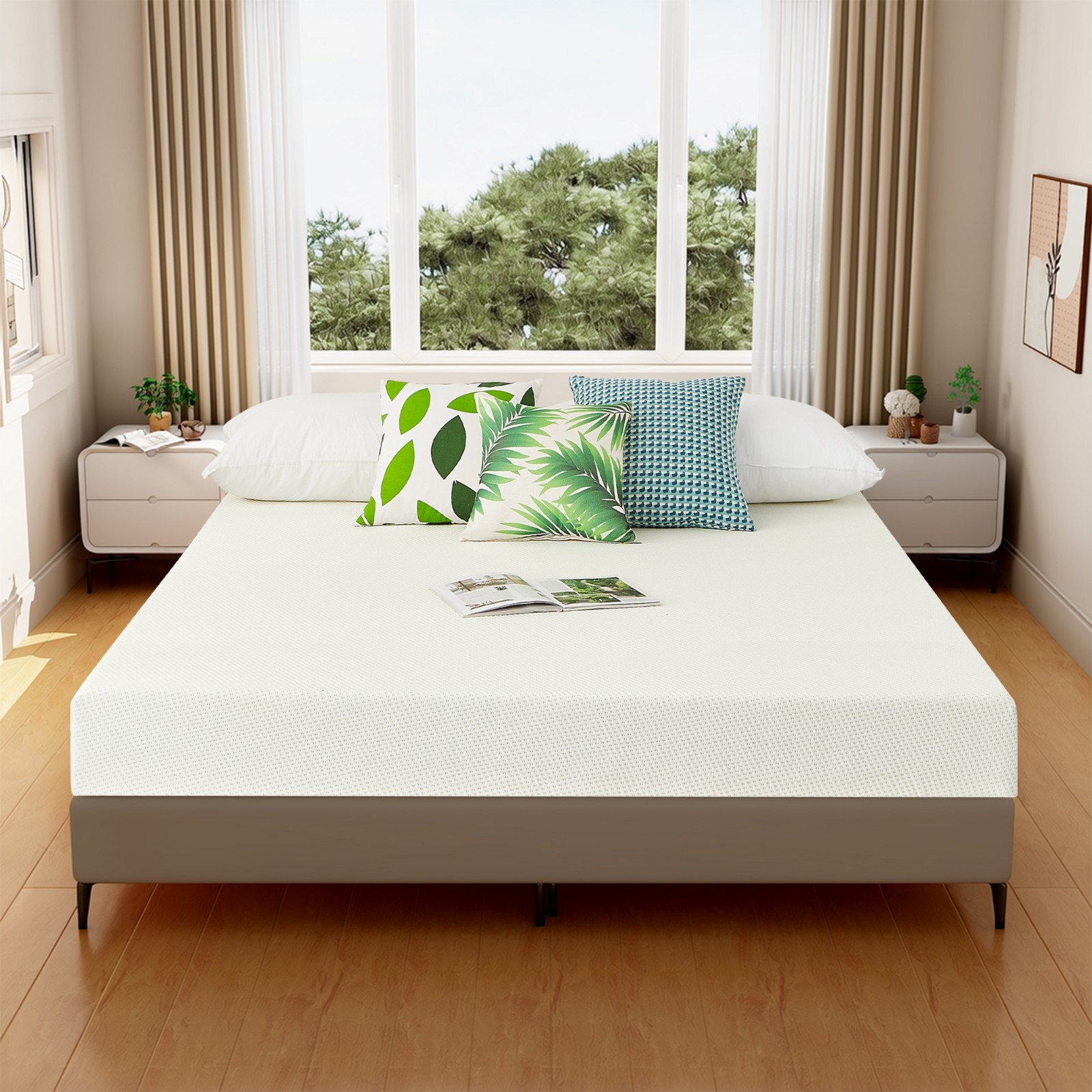 5″ 6″ Breathable Green Tea Comfortable Gel Memory Foam Mattress Pressure Relief
