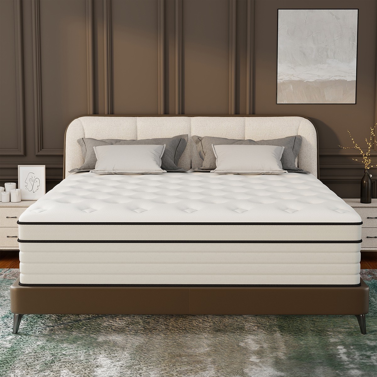 12″ 14″ Gel Memory Foam Hybrid Spring Mattress Queen Twin Full King In A Box