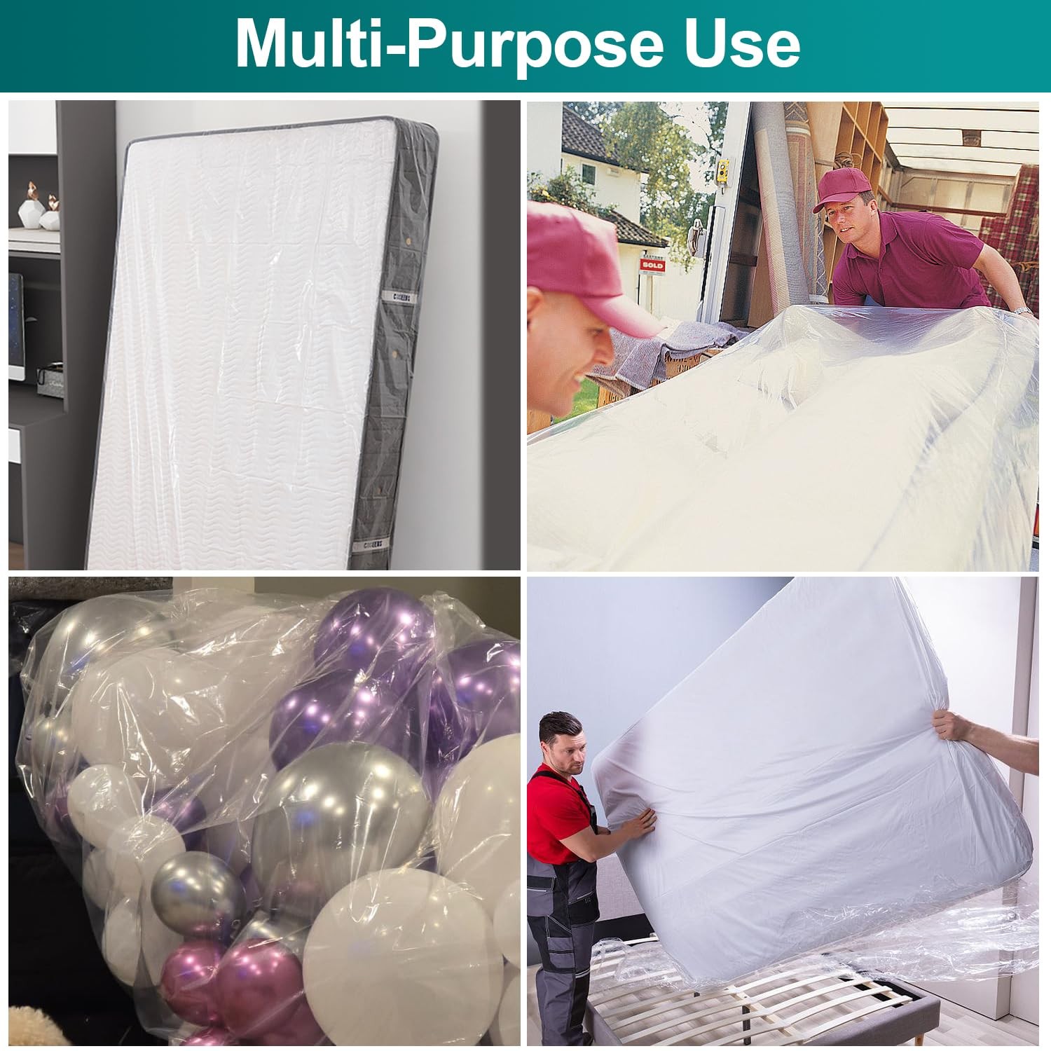 Mattress Bag for Moving Storage – Plastic Waterproof Queen, Clear