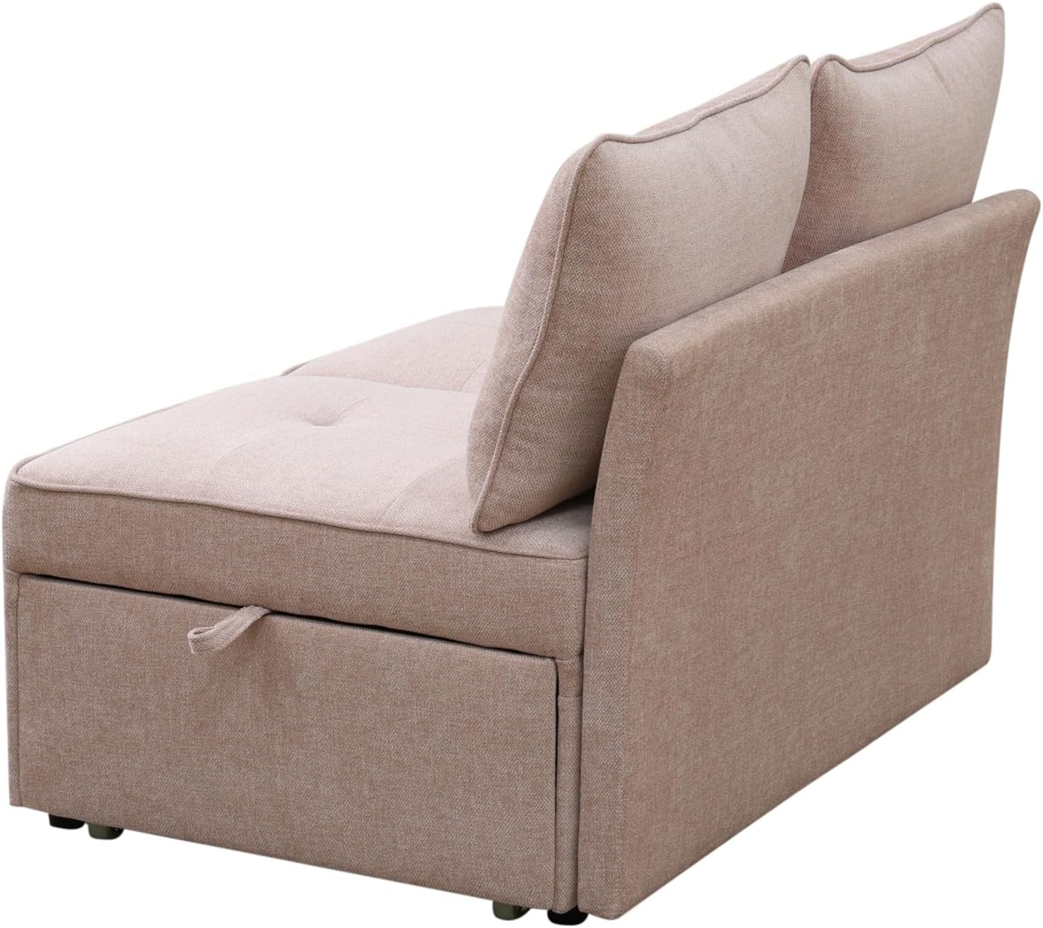 Sleeper Sofa, 4-in-1 Convertible Ottoman Couch Bed, Modern Sacloth Futon
