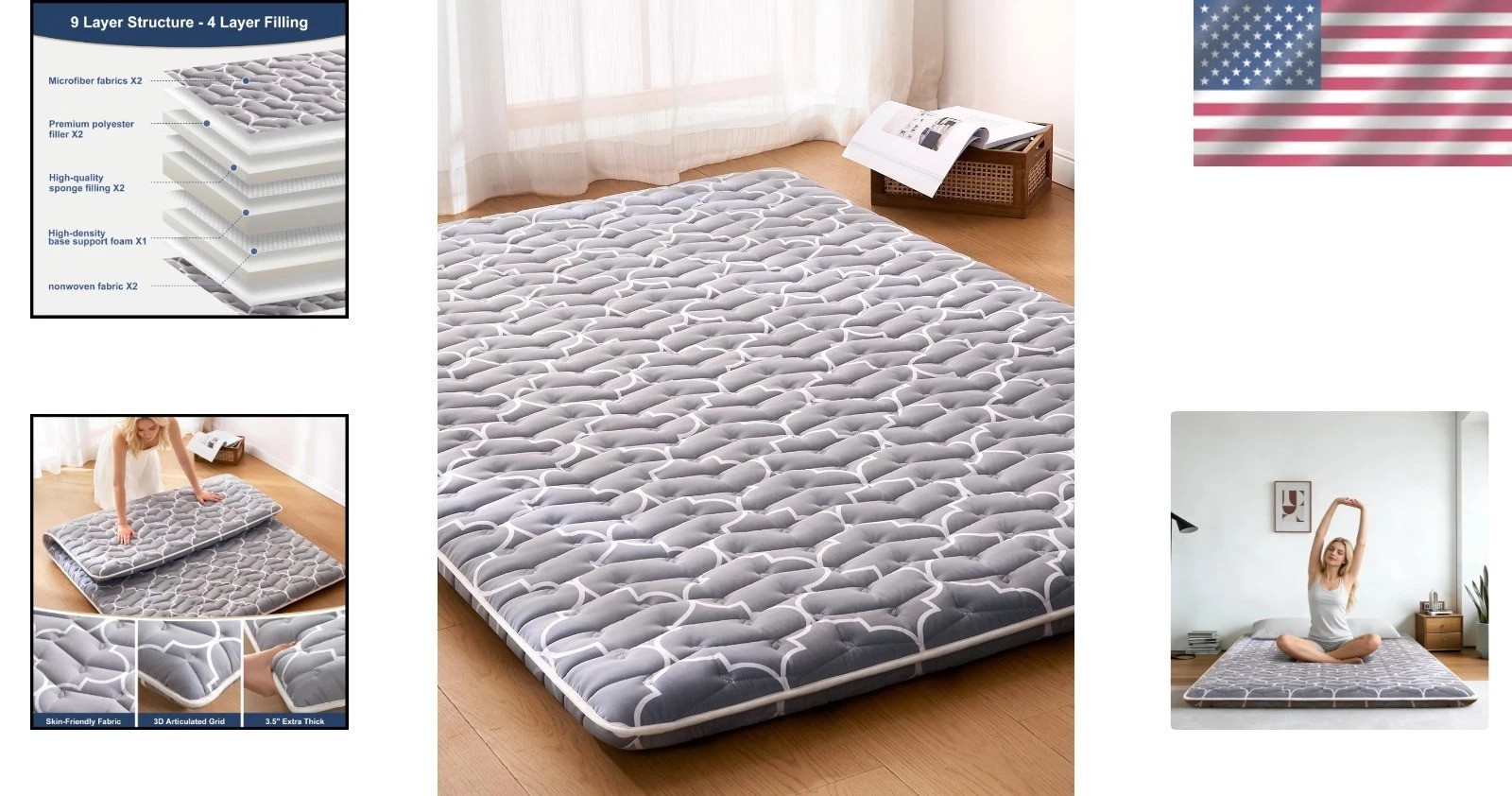 Luxury 9-Layer Queen Size Futon Mattress – Foldable, Portable for Every Occasion