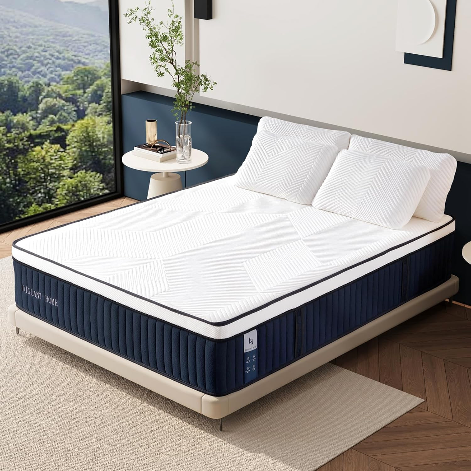 DIGLANT 14″ Euro Top Queen Mattress – Memory Foam & Pocket Springs for Comfort