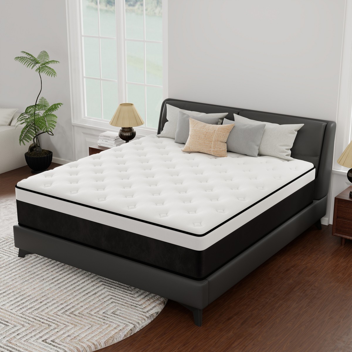 12 Inch Queen Size Mattress Gel Memory Foam Pocket Spring Hybrid Medium Firm Bed