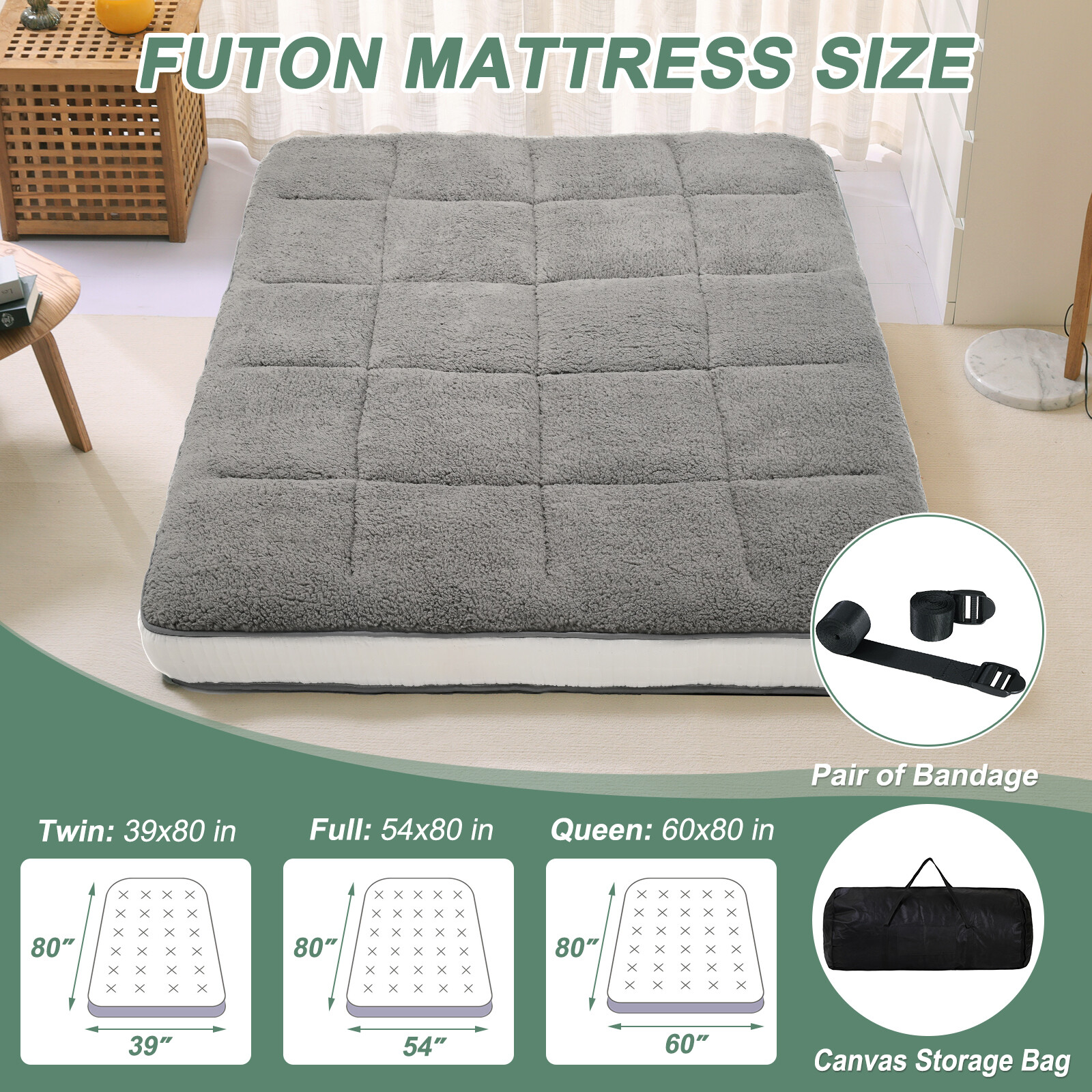 SLSY Foldable Sherpa Fleece Mattress,Sleeping Tatami Mat Lounger Guest Bed