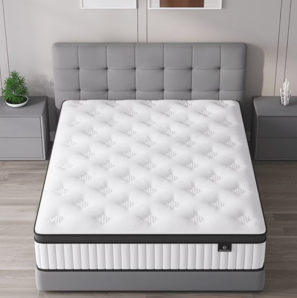 10″ Colchon Queen Gel Memory Foam Hibrido Cama Queen Mattress Medium Firm Hybrid