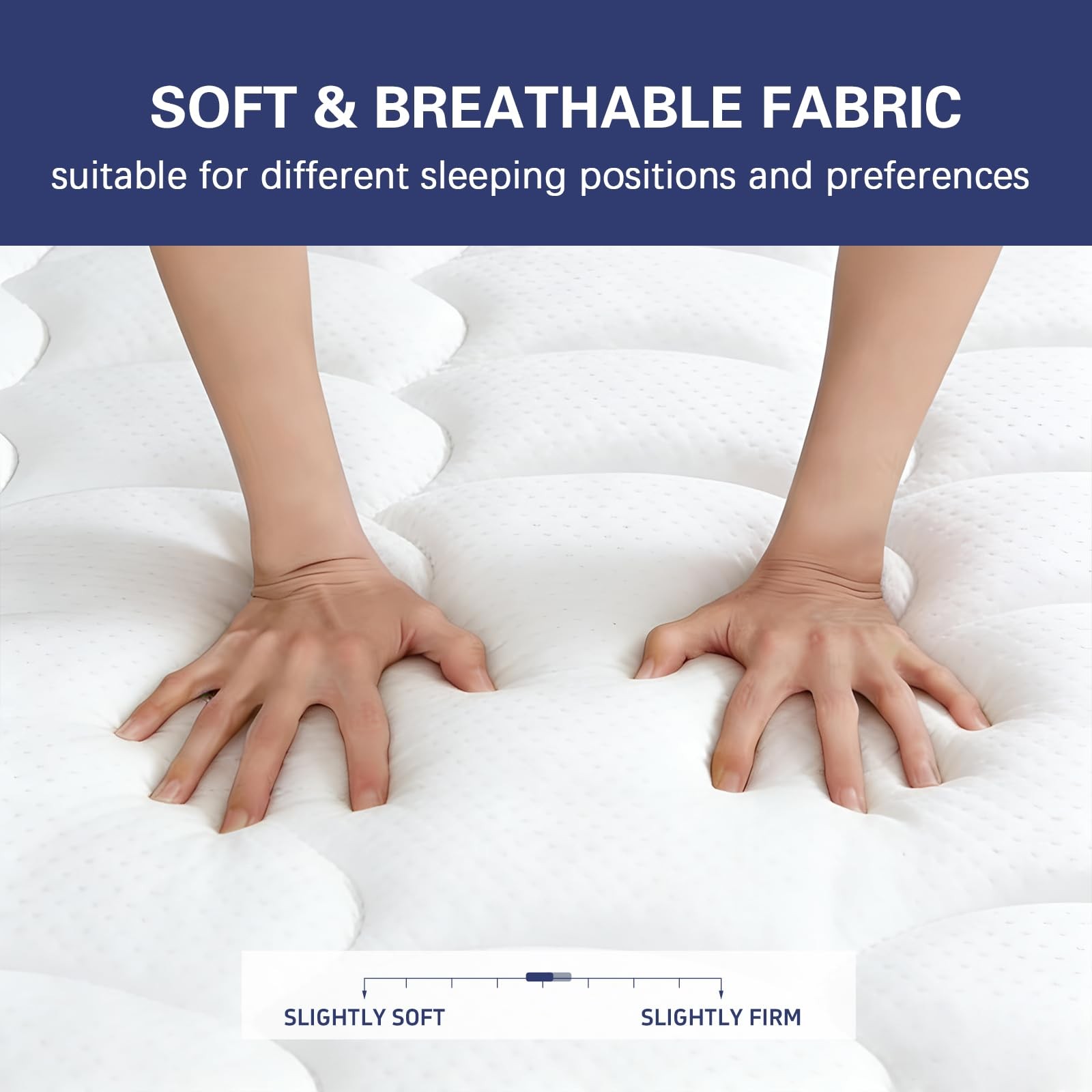 14 Inch Hybrid Mattress in a Box, 7-Zone Support Pocketed Coils & Air Fiber M…