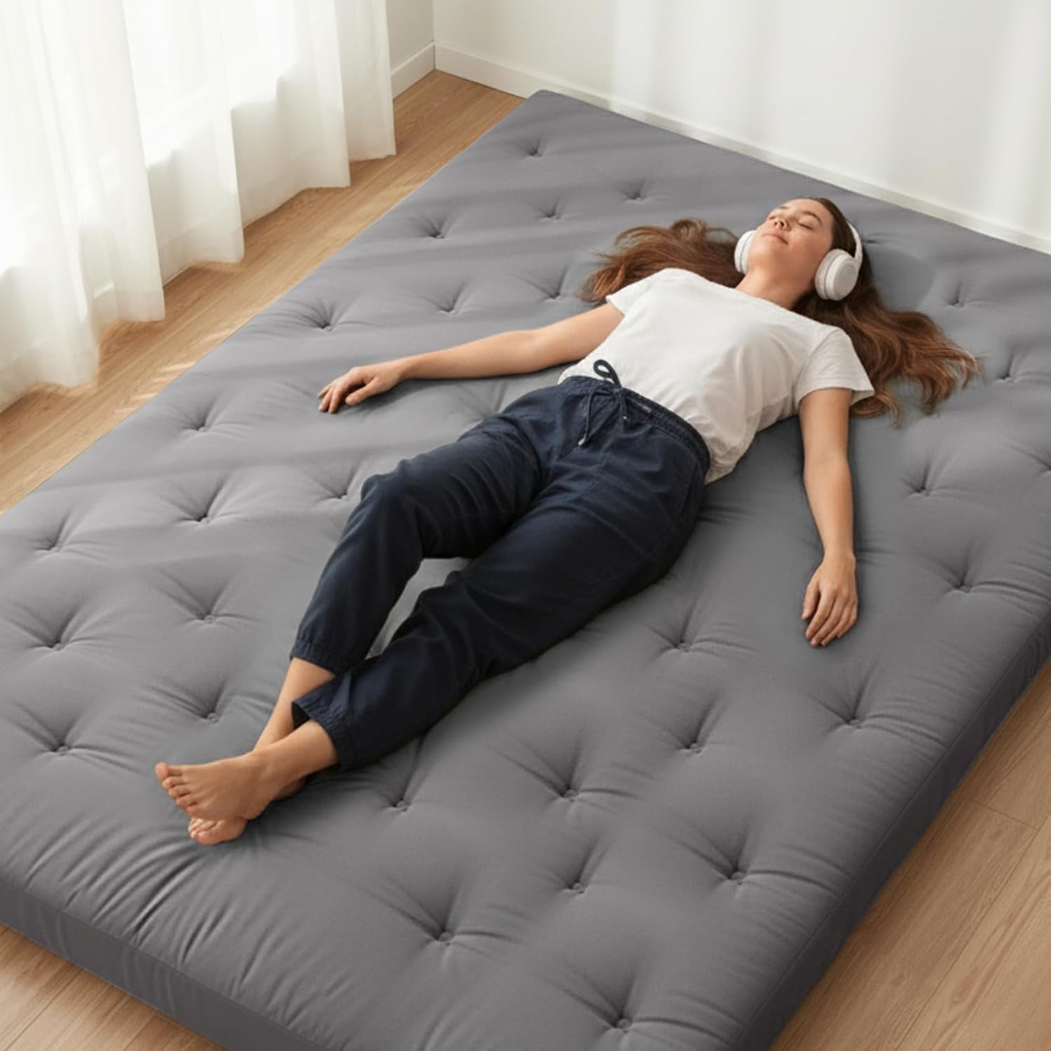 Multi-Functional 100% Cotton Queen Futon Mattress – 80″x60″ Foldable Design