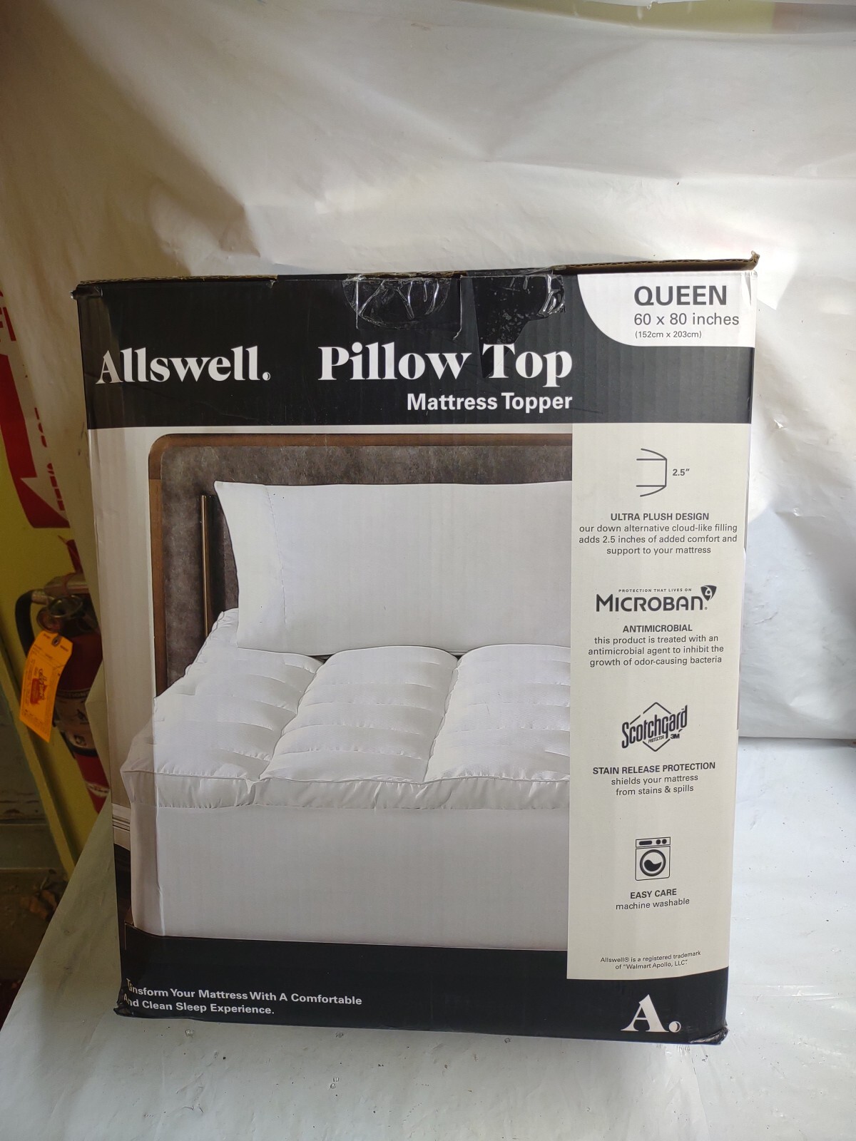Allswell Ultra Plush Pillow Top Mattress Topper, Queen, 60″ X 80″