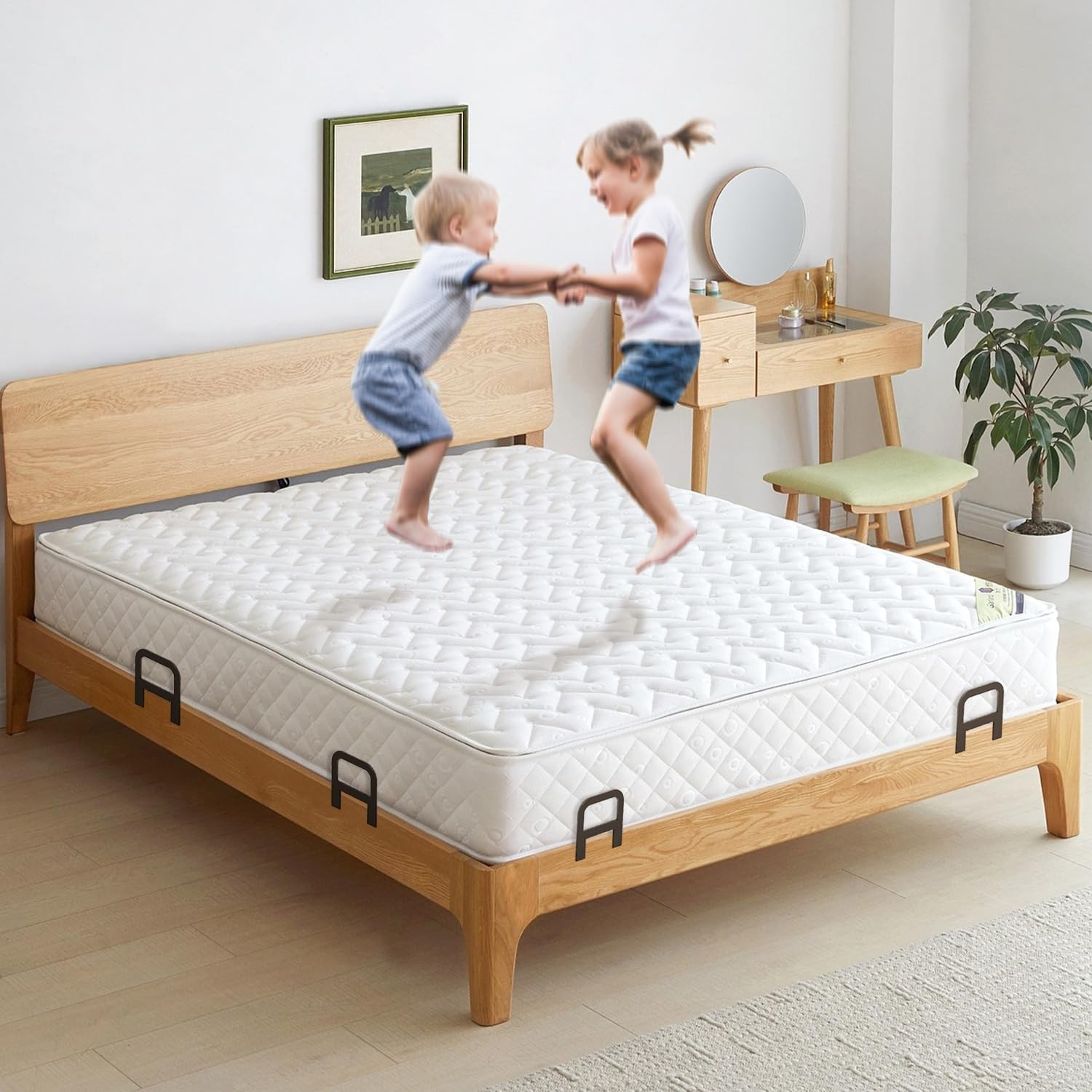 niffgaff 6 Pcs Anti-Slip Mattress Gaskets: Mattress Gripper for Metal Frame