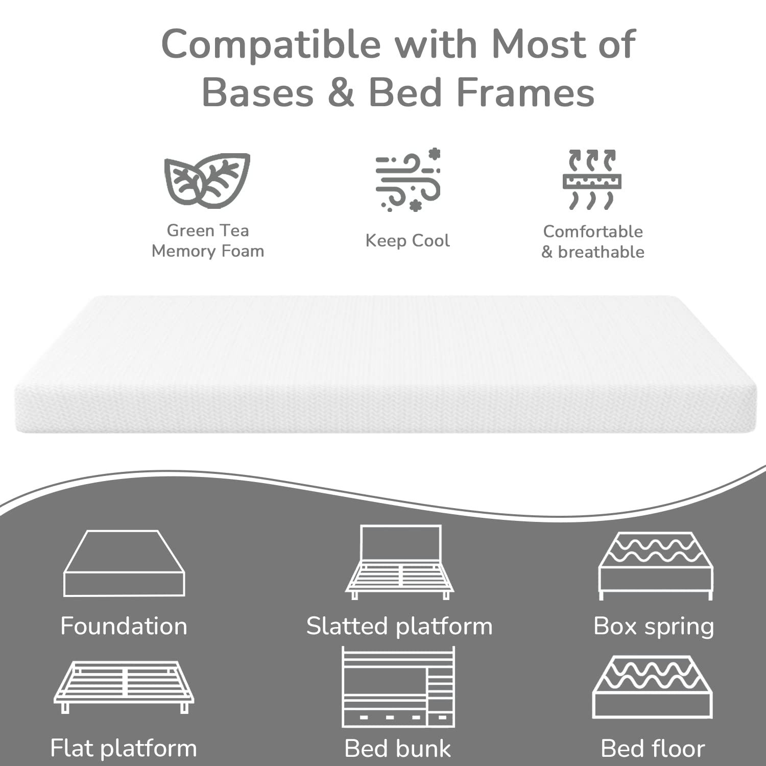 | Twin Mattress | 5 Inch | Green Tea Gel Memory Foam | Medium Firm Feel | Bed…