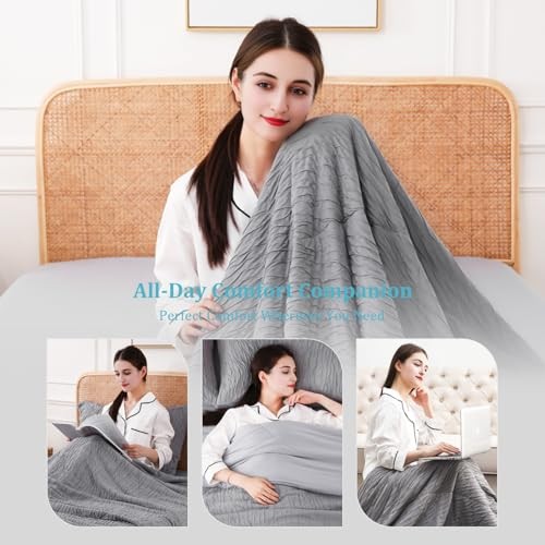 Dark Grey Cooling Comforter for Hot Sleepers – 90″x90″ – Full/Queen Full/Queen
